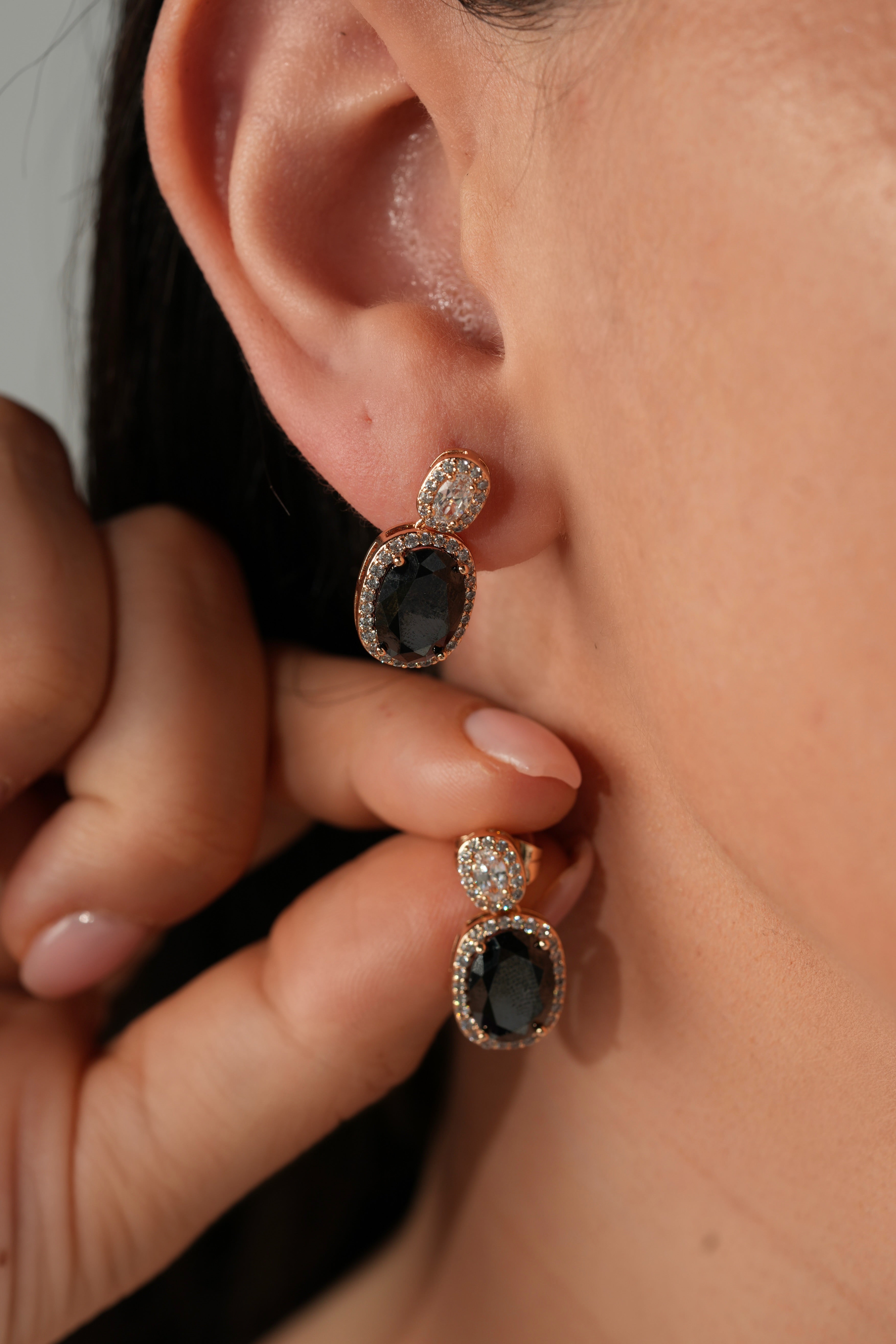 Black crystal earrings