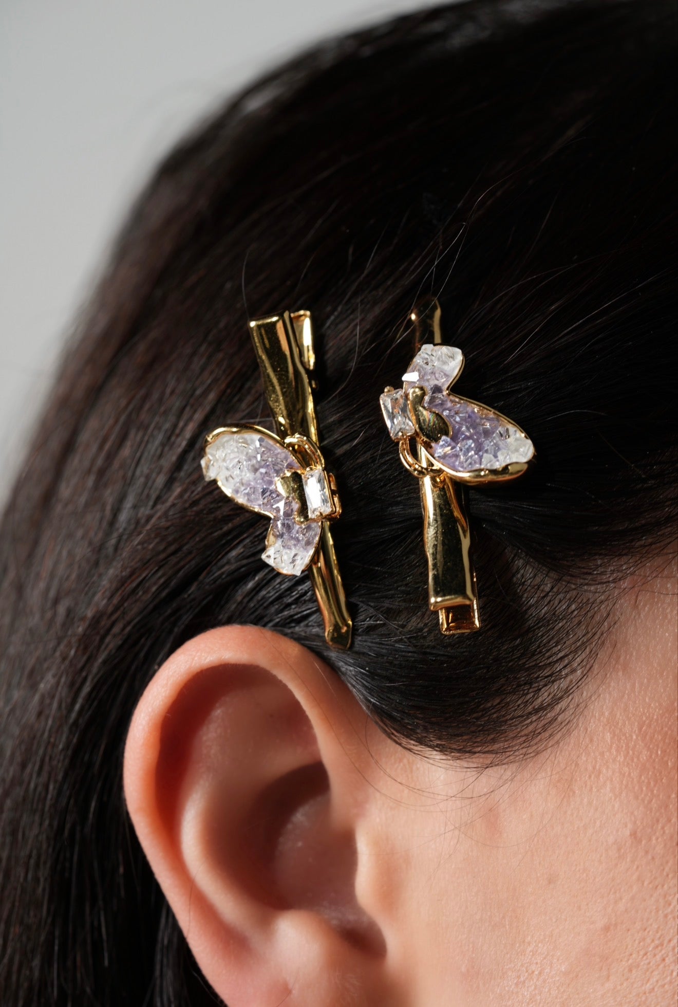 Purple butterfly set (hair clips+earrings)