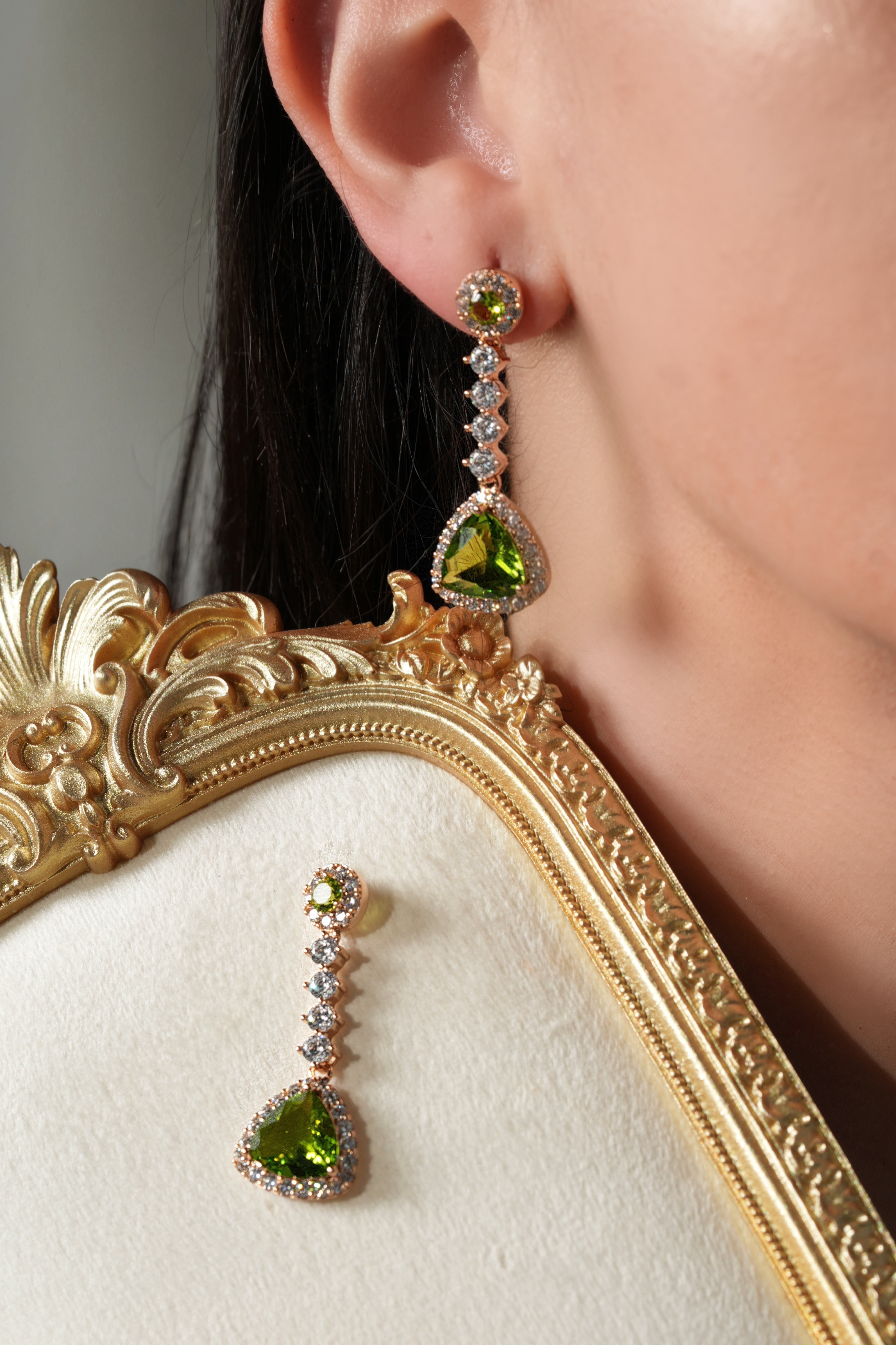 Green crystal earrings