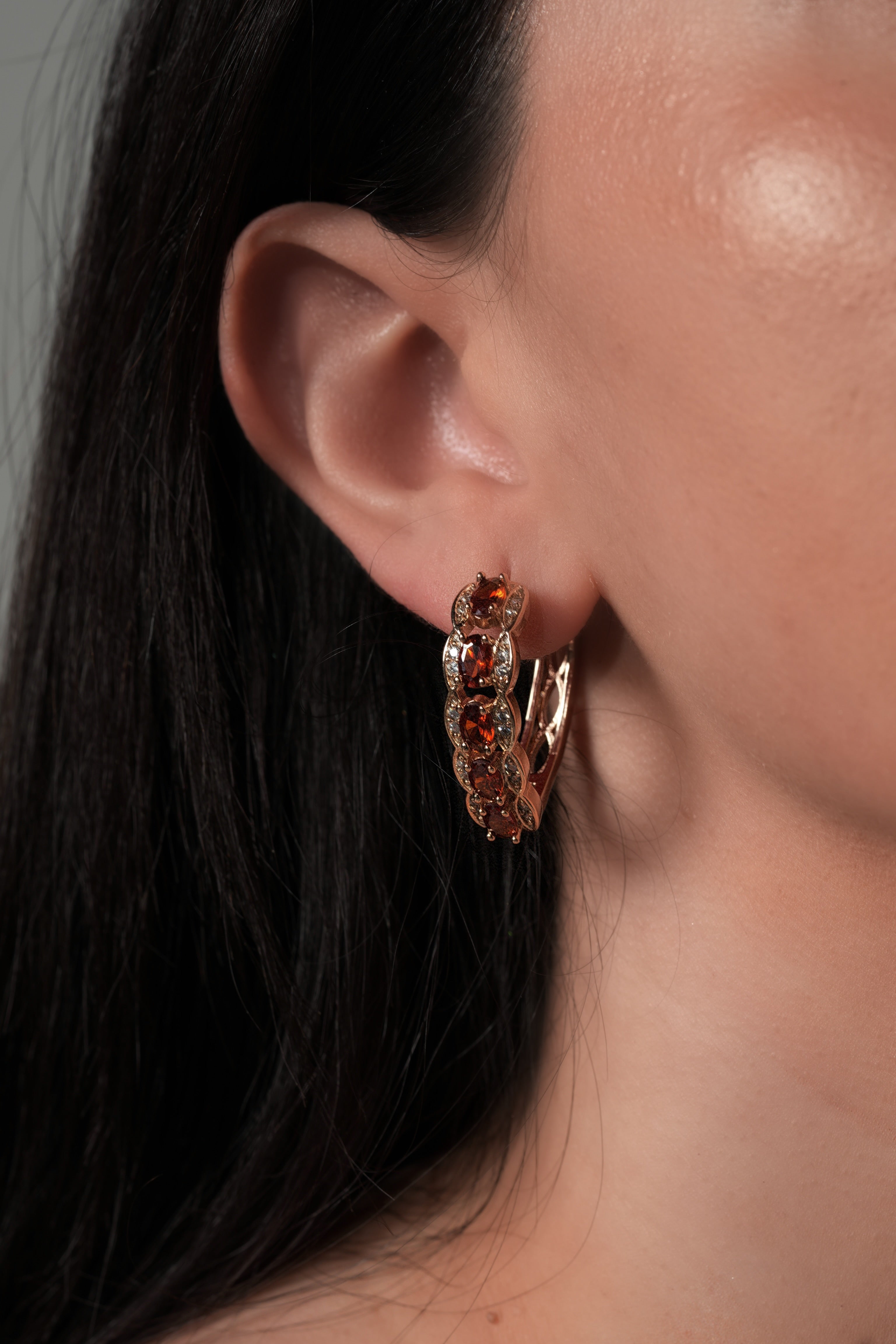 Brown crystal hoops