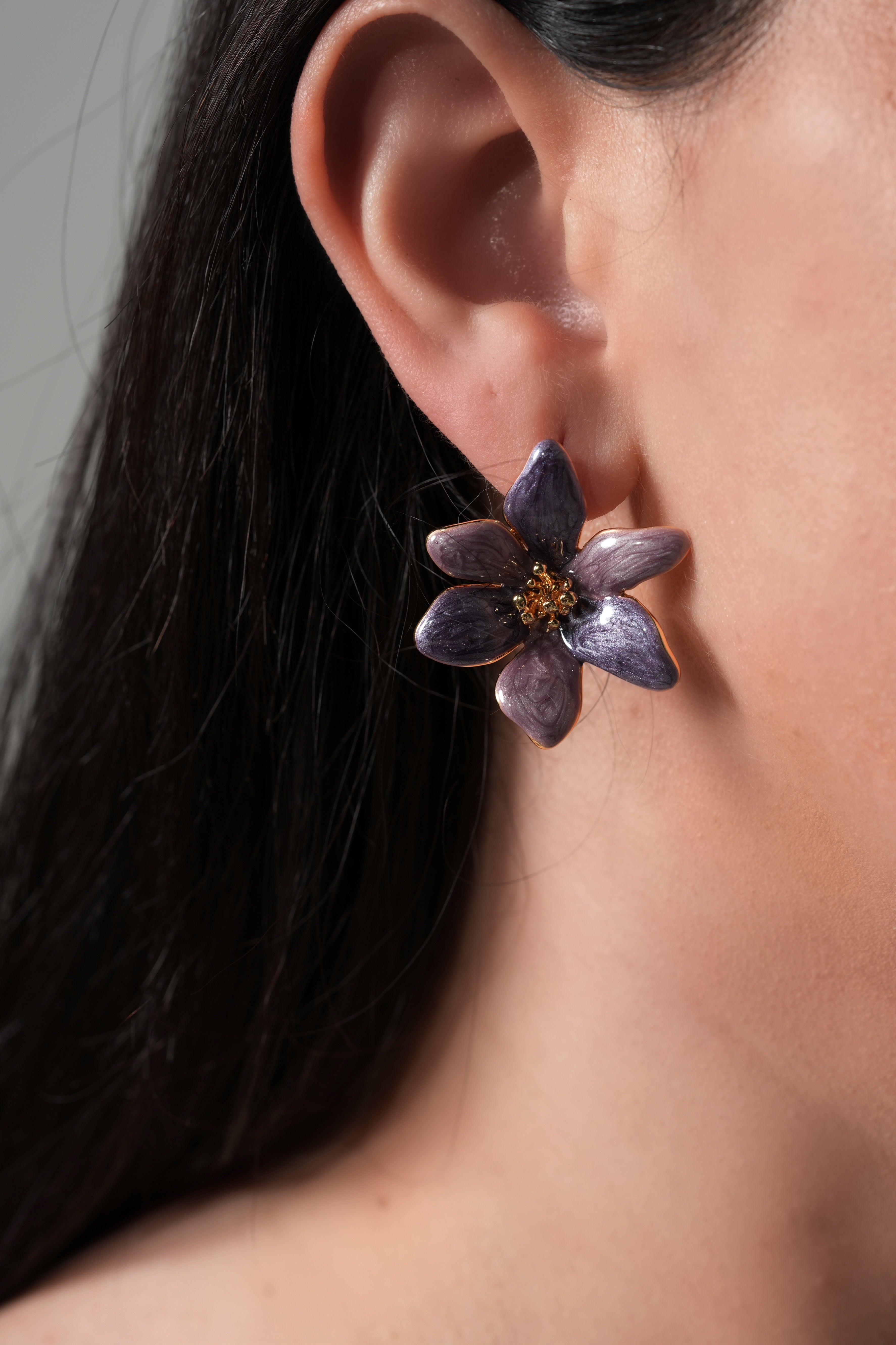 Hand made colored flowers earrings