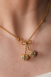 Gold plated cherry necklace