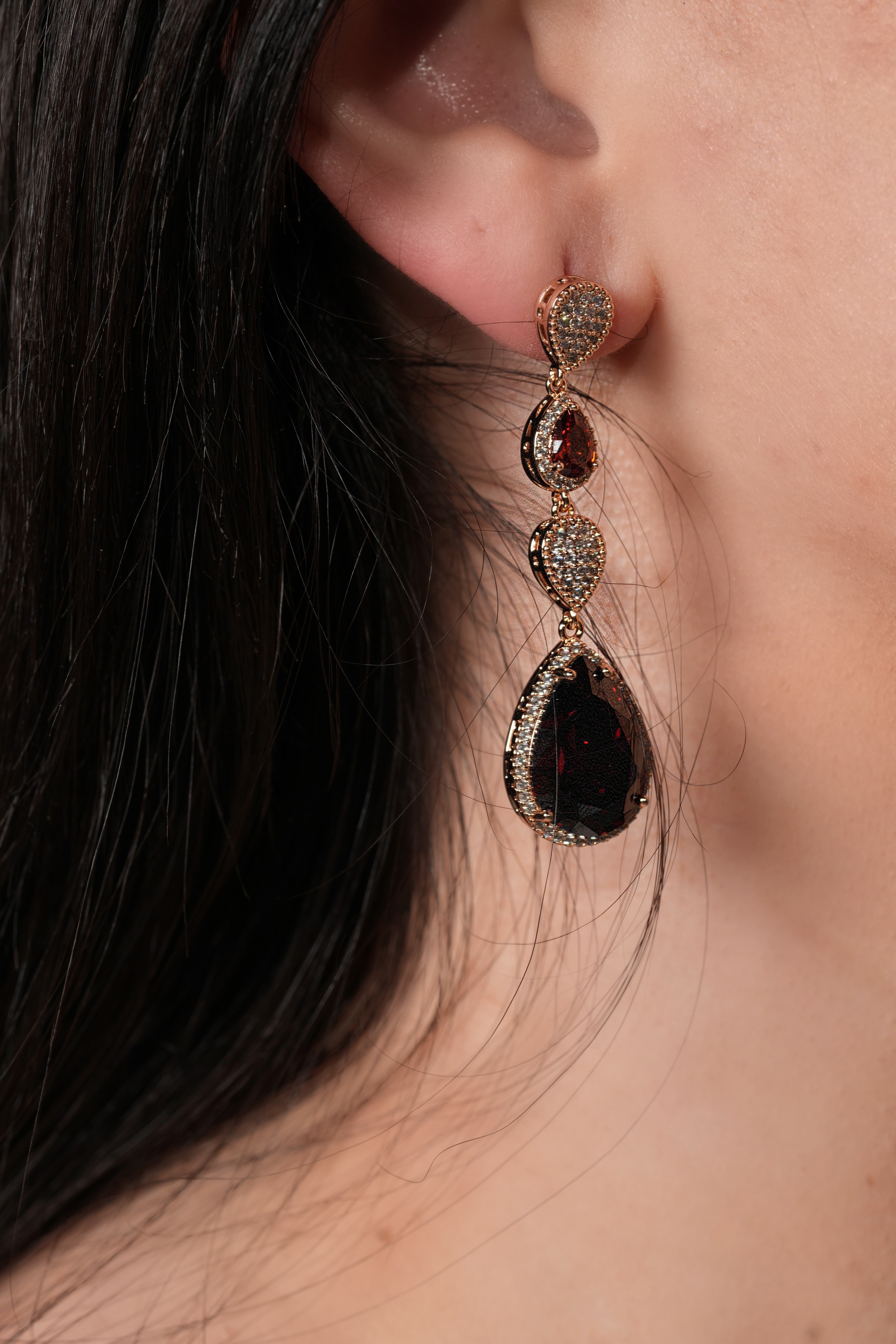 Burgundy stones earrings