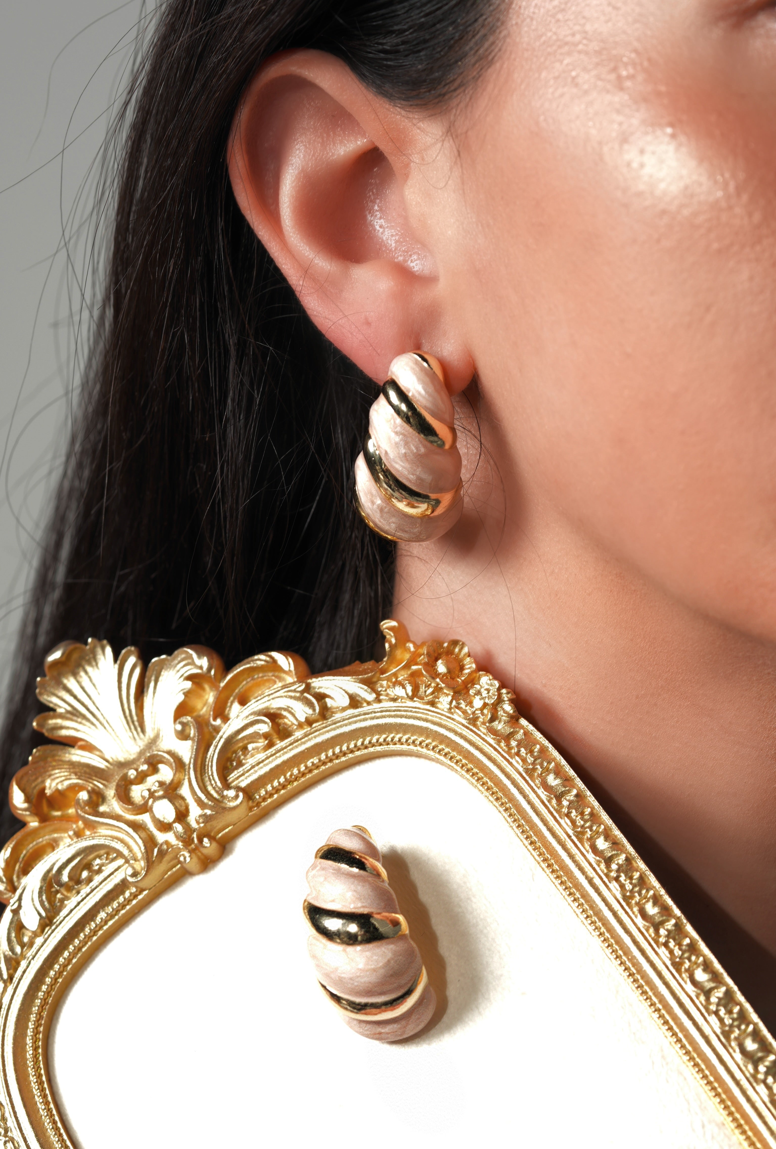 Nude candy cane earrings