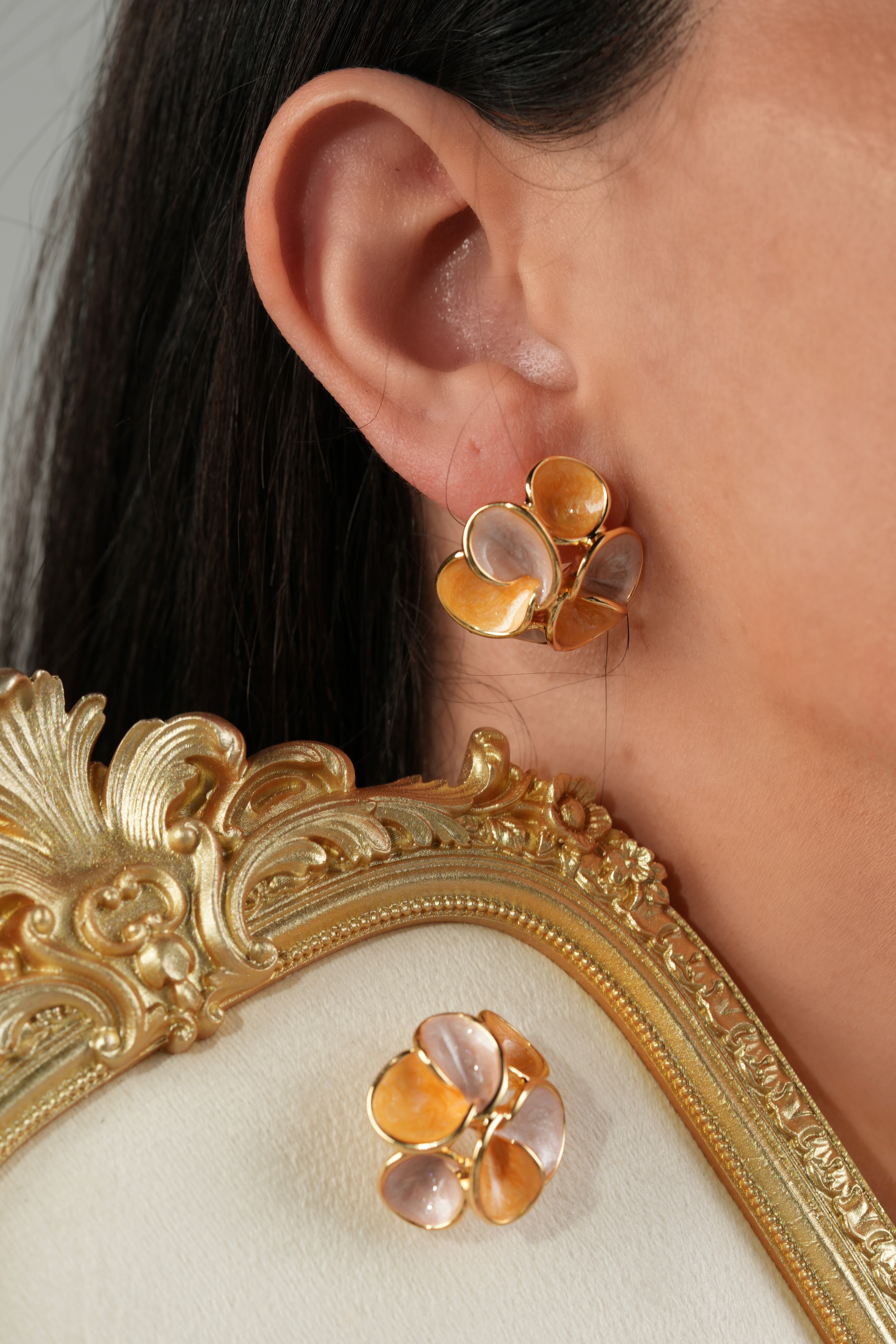 Hand made purple/orange earrings