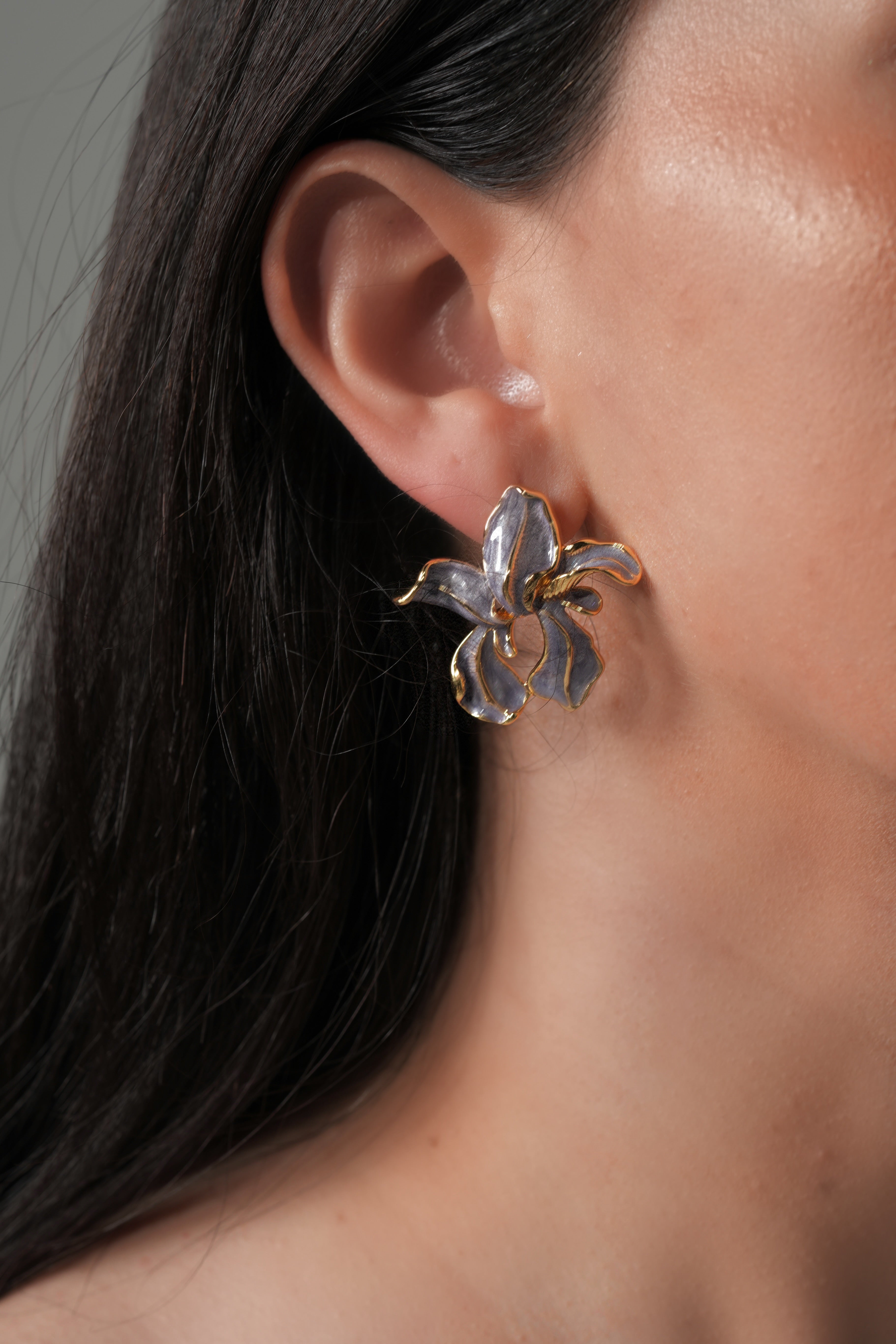 Purple Messy flower earrings