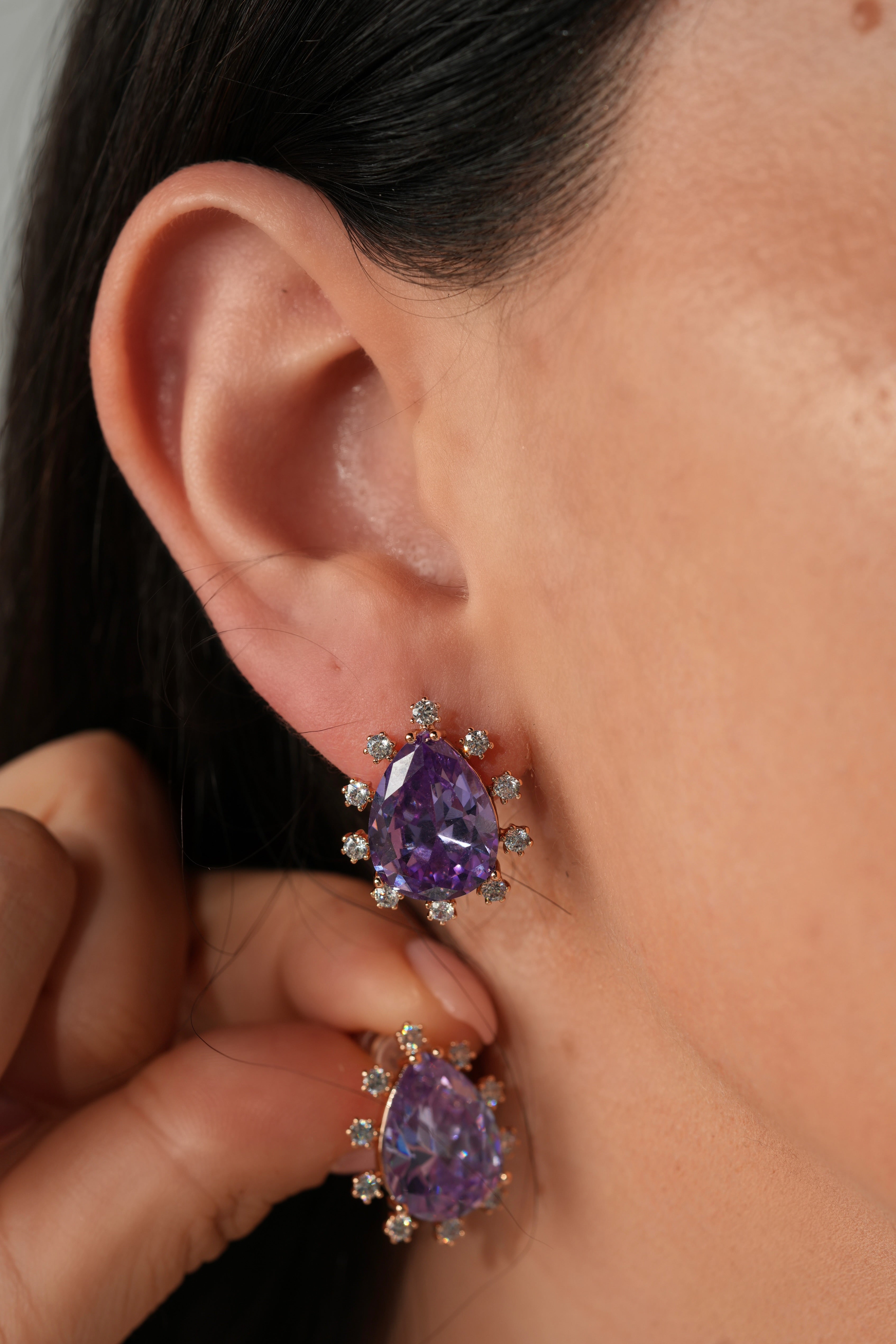 Purple crystal earrings