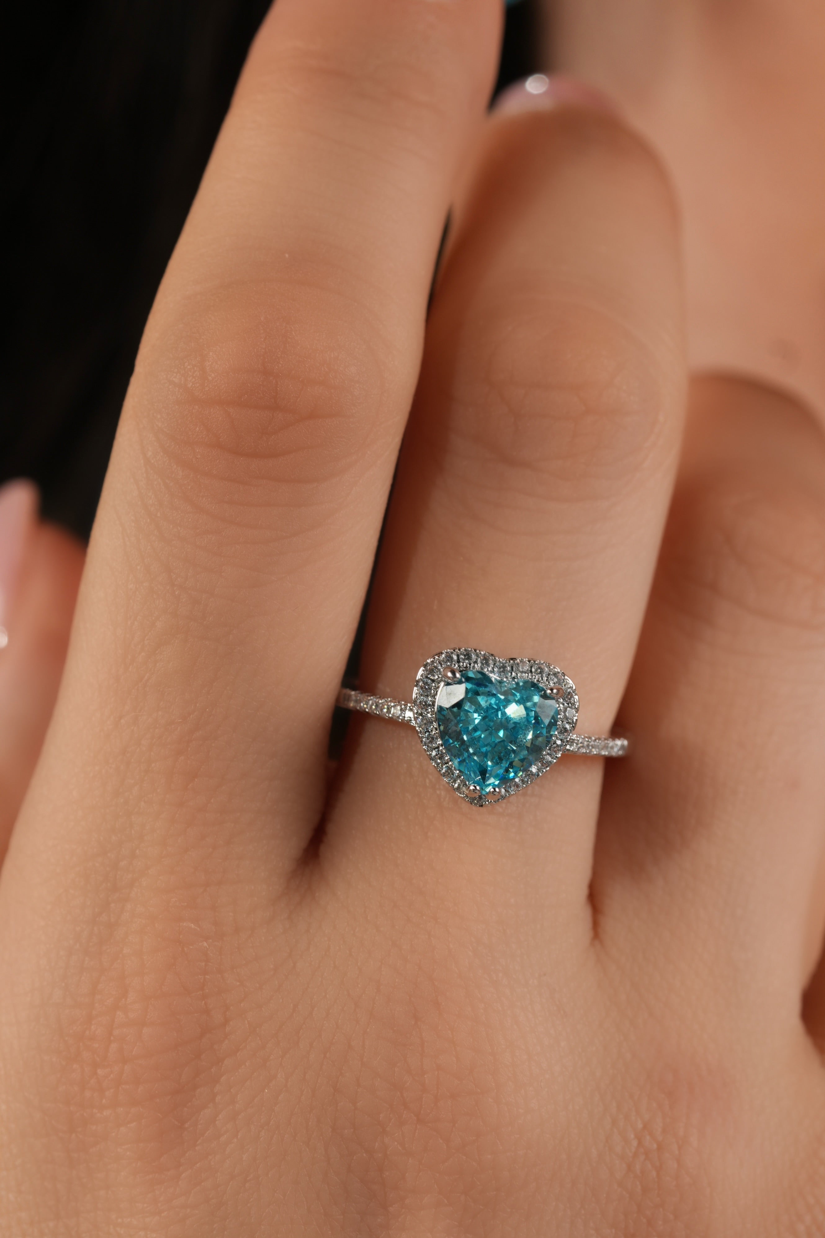 Aqua blue heart ring