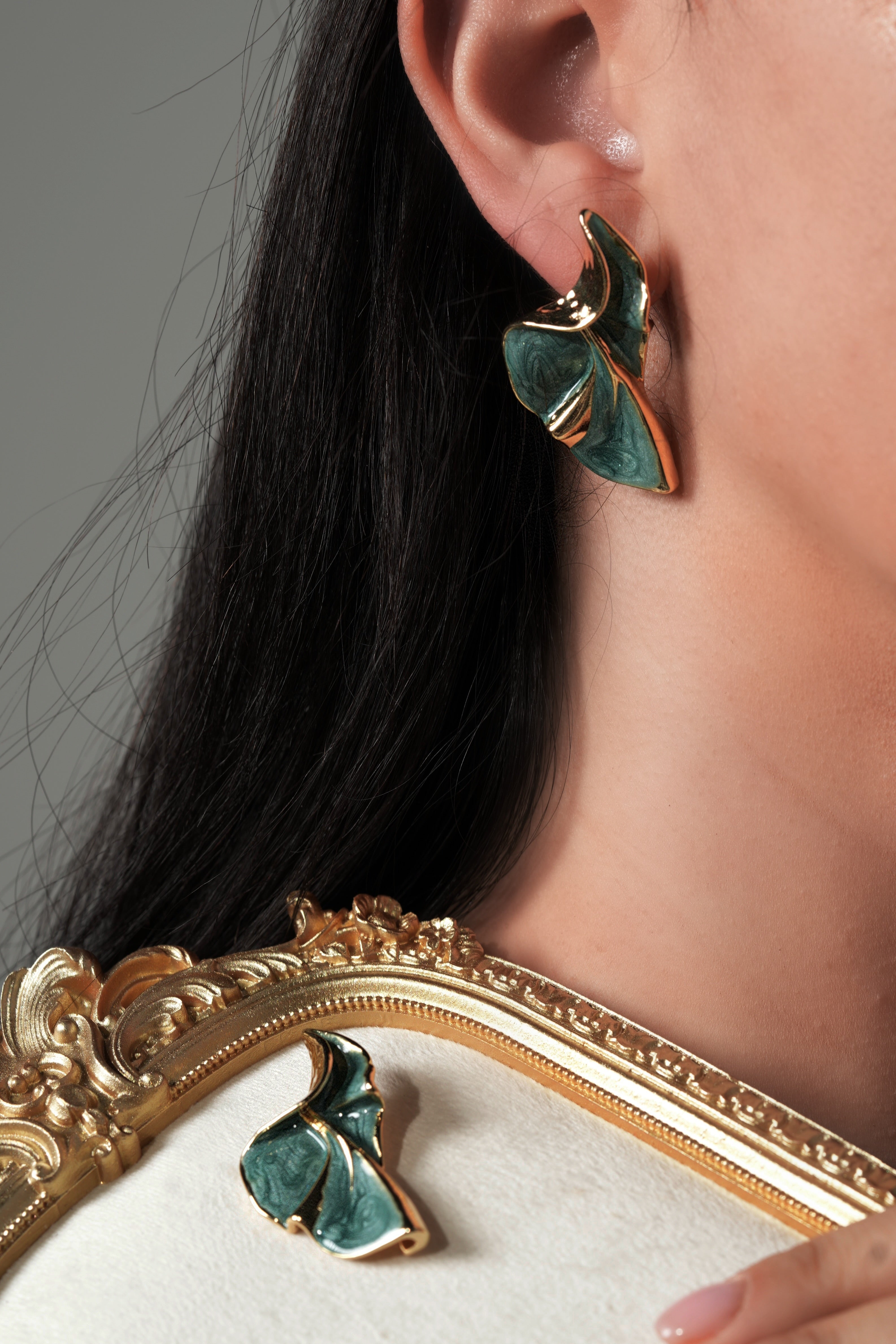 Hand made green earrings