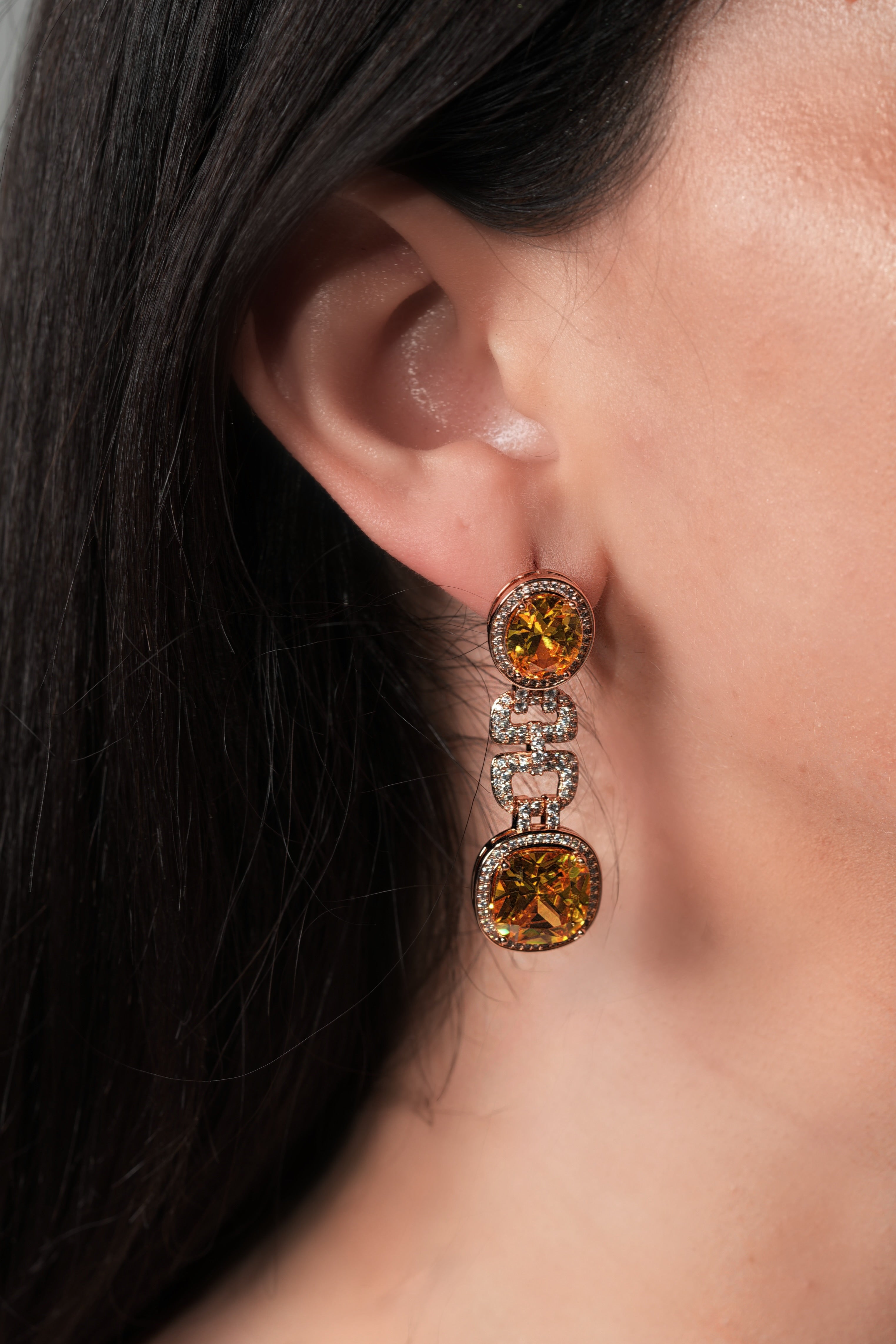 Yellow chain earrings