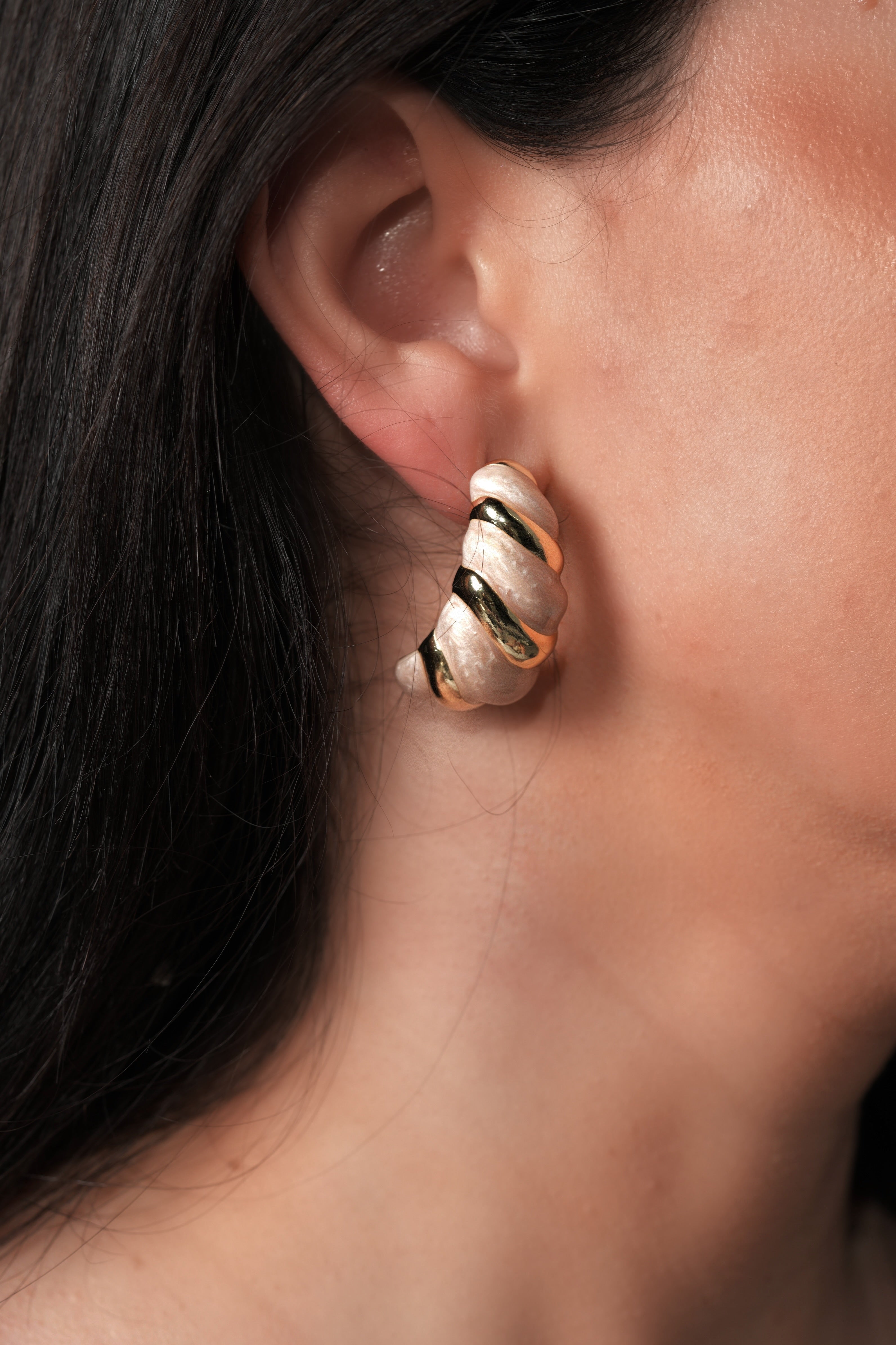 Nude candy cane earrings