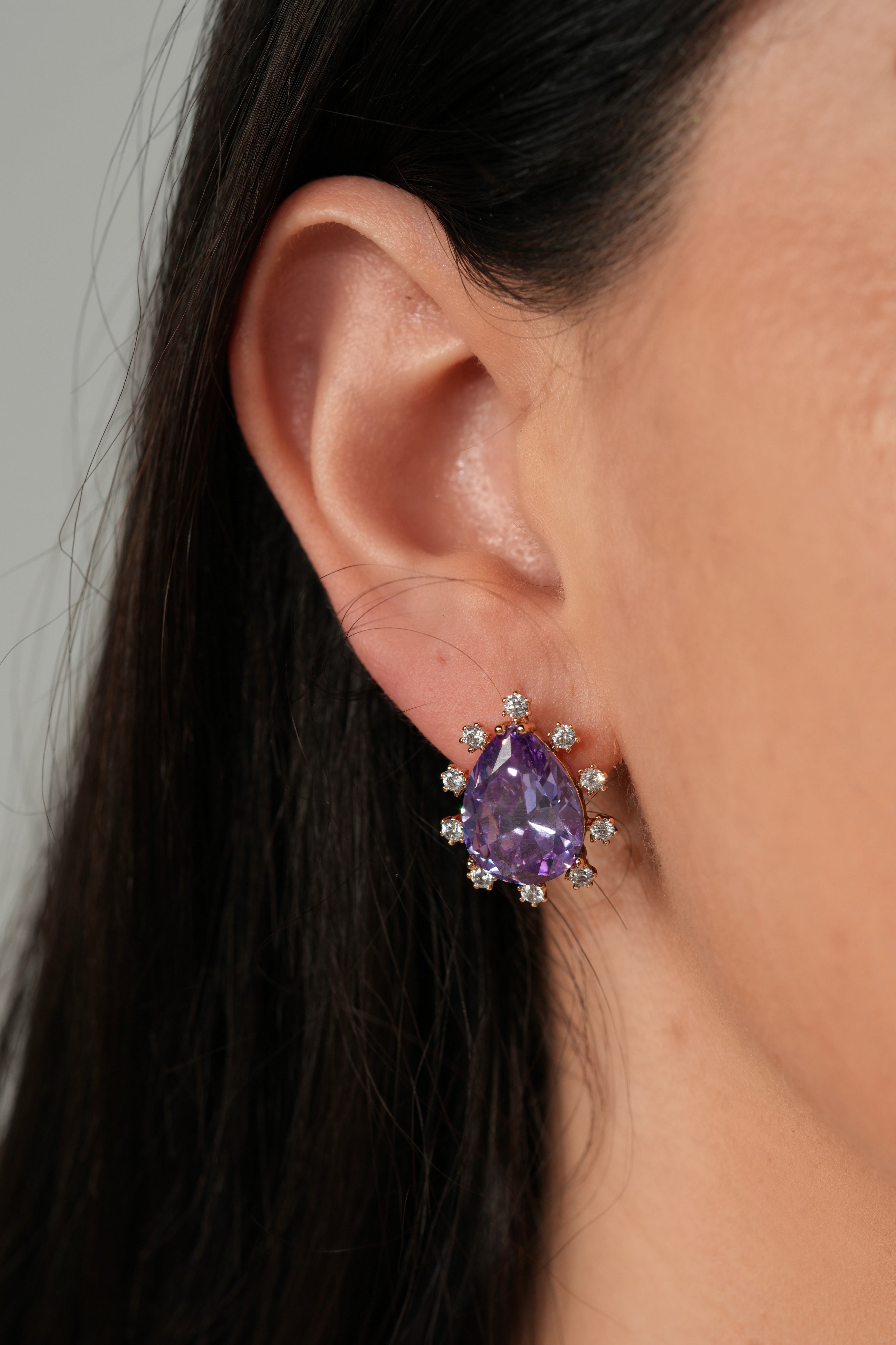 Purple crystal earrings