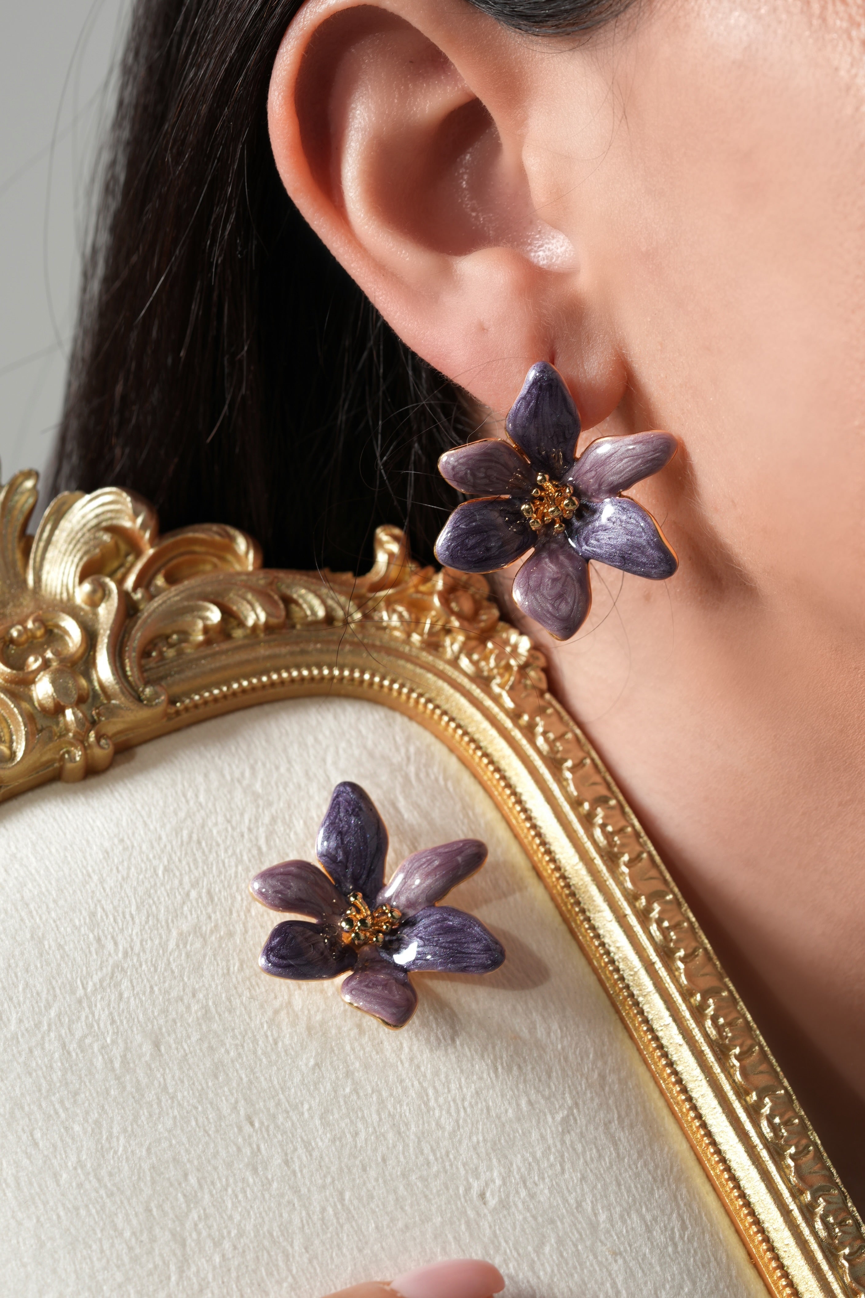 Hand made colored flowers earrings