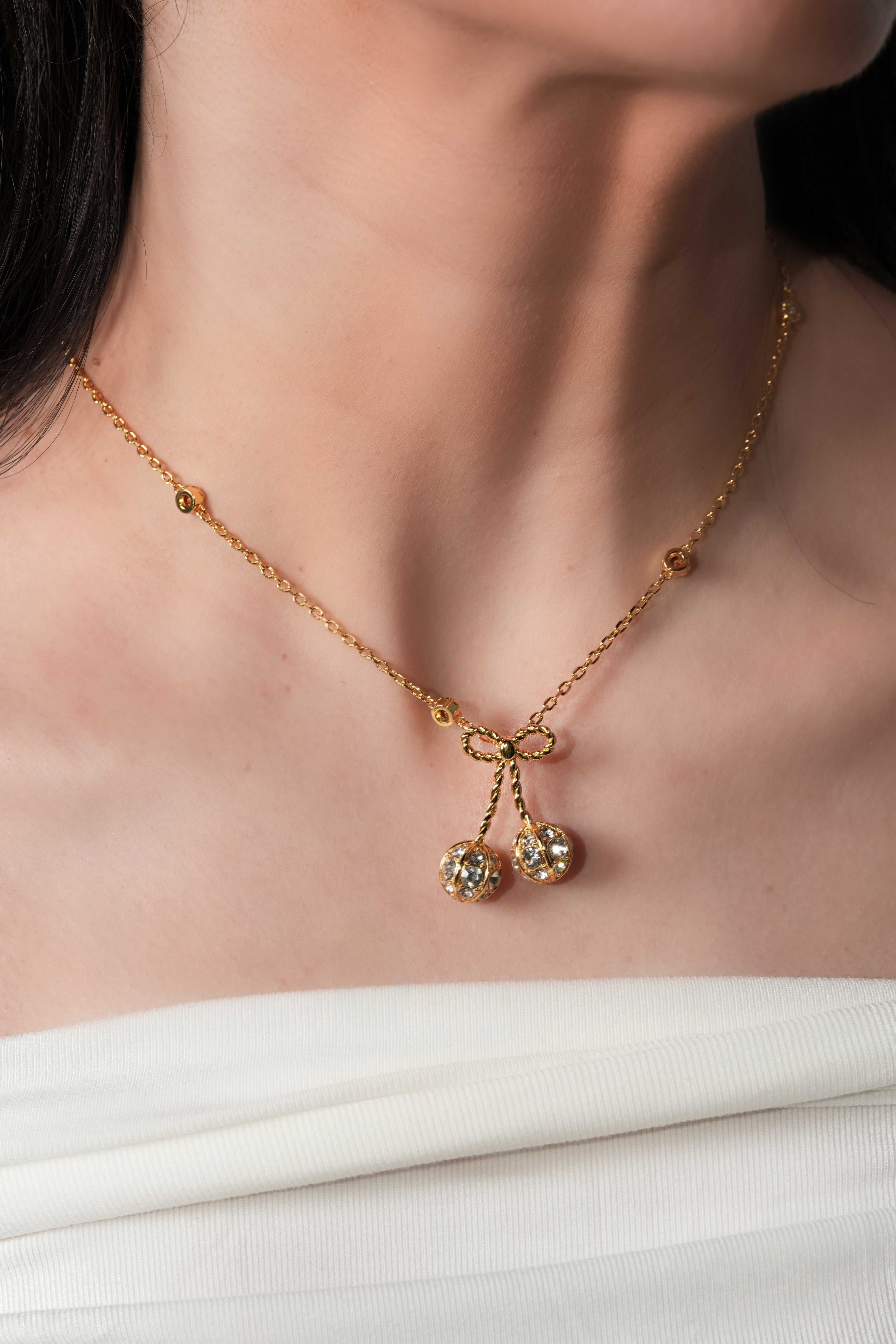 Gold plated cherry necklace