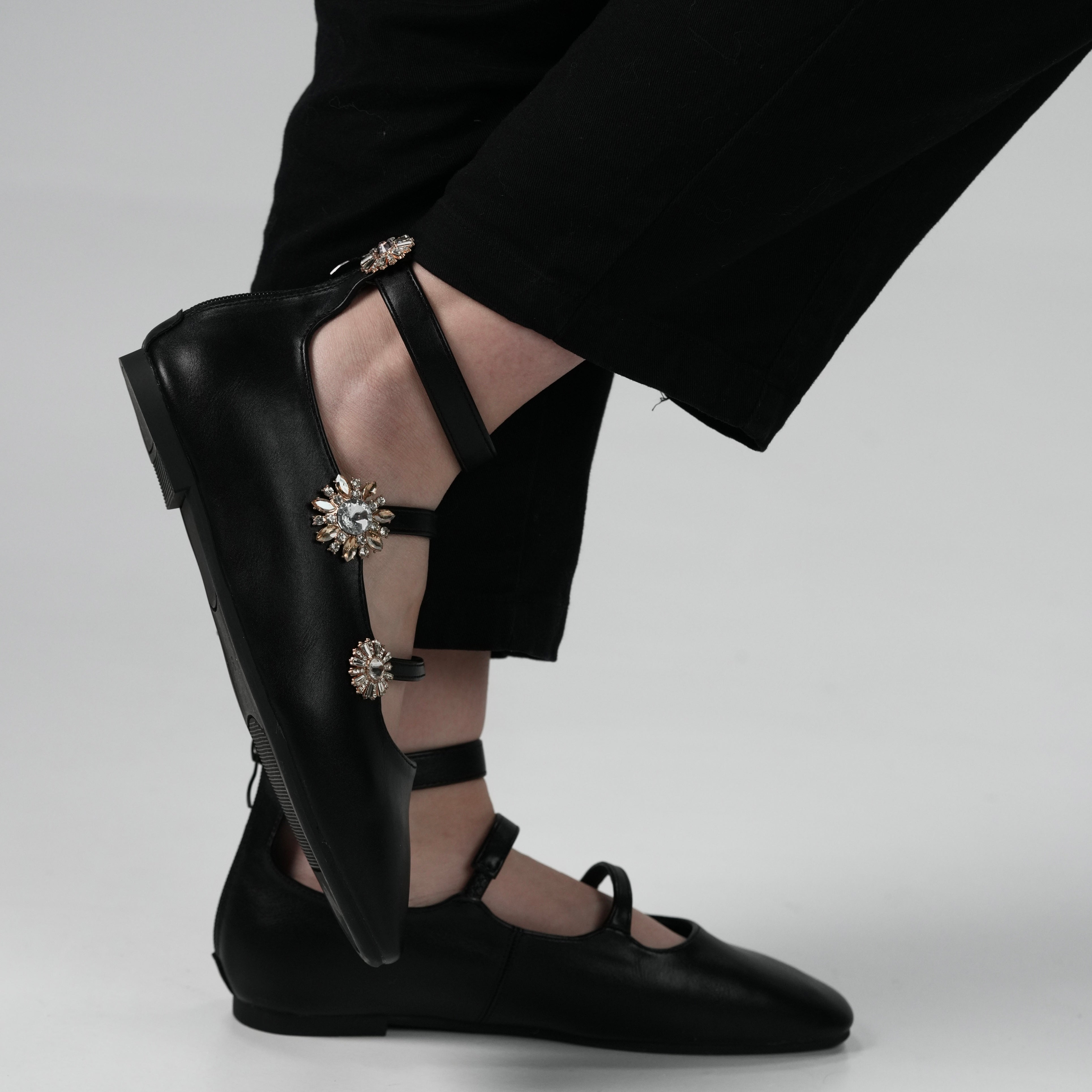 Crystal strap flats