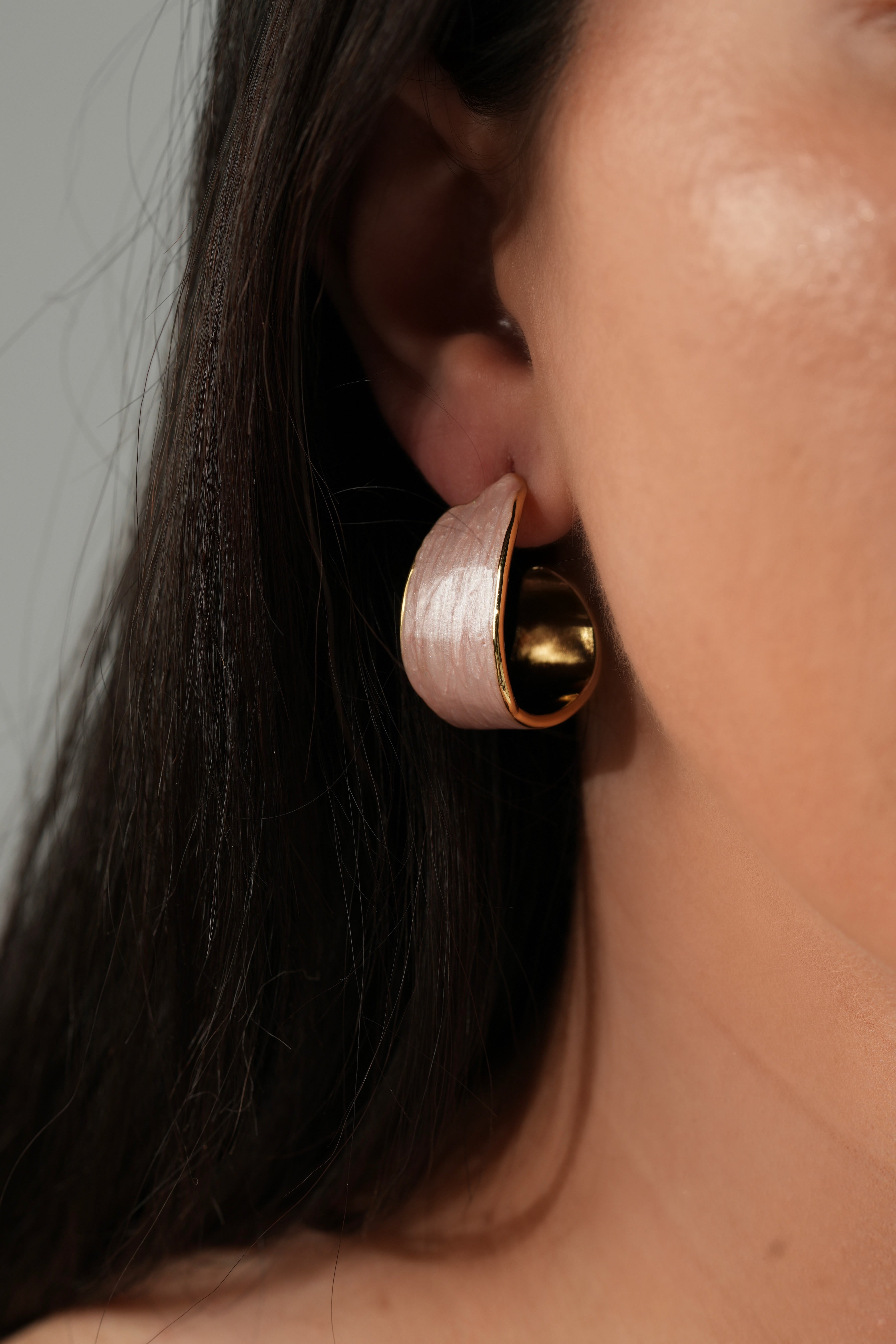 Pink hoop (hand made) earrings