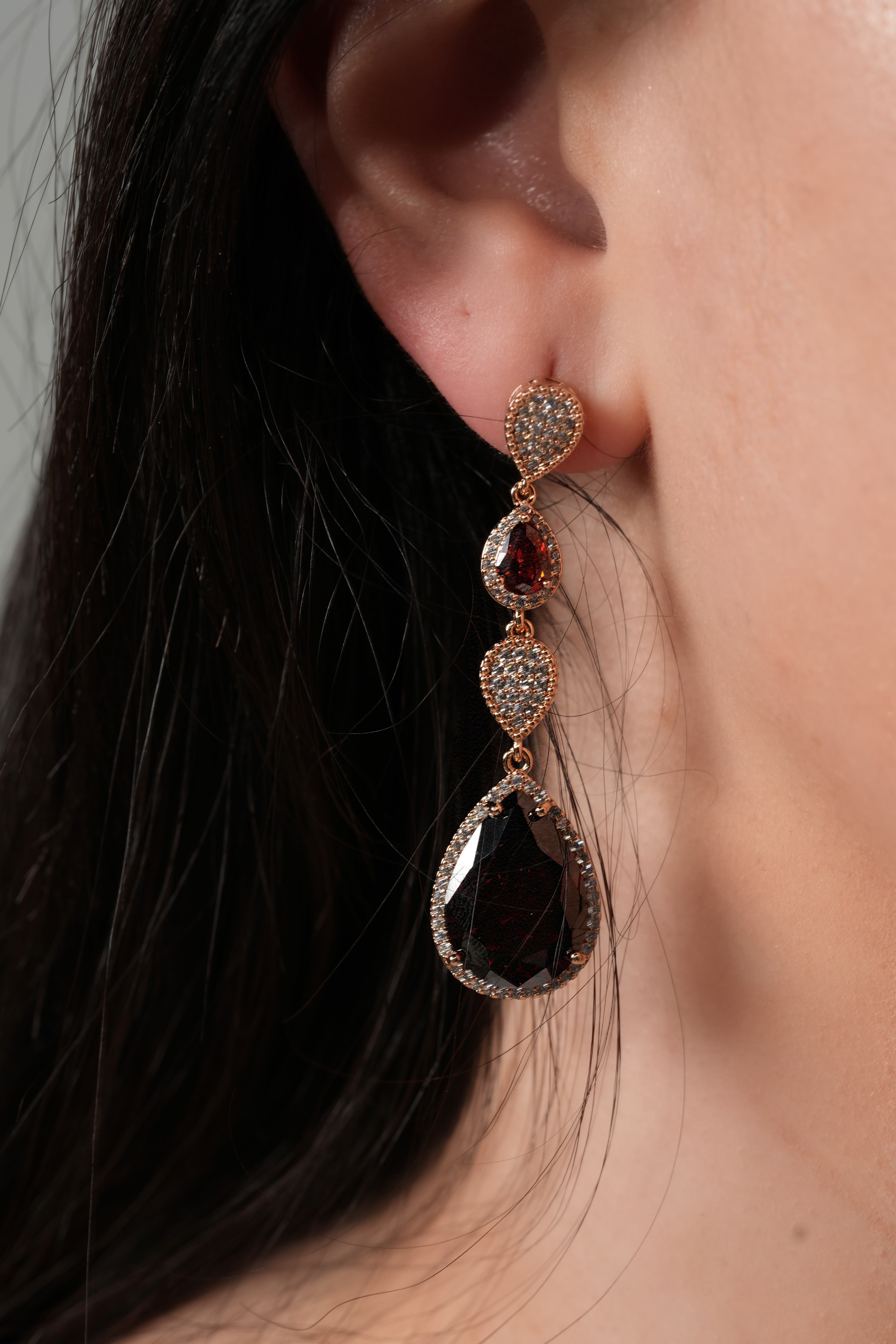 Burgundy stones earrings