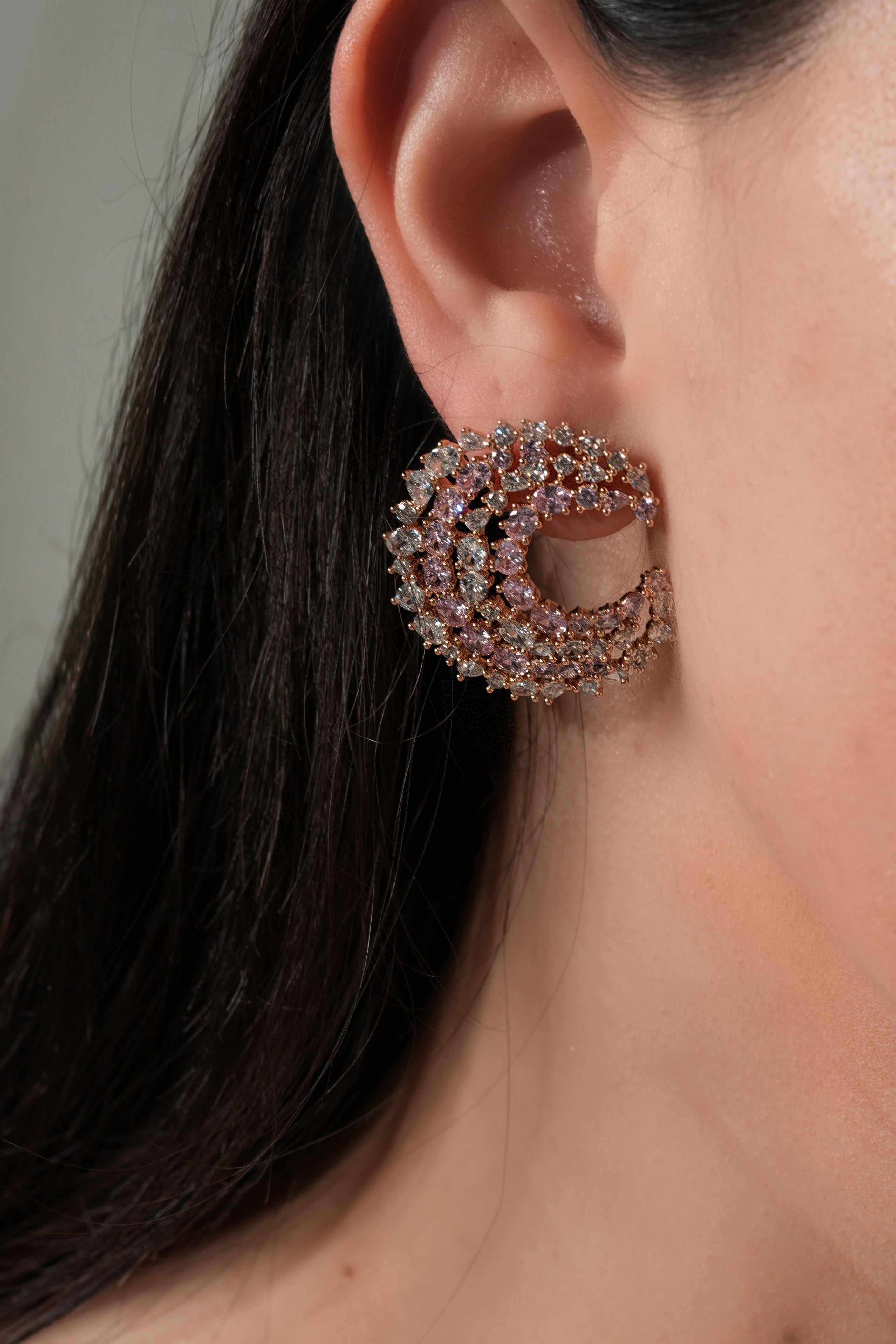Pink moon earrings