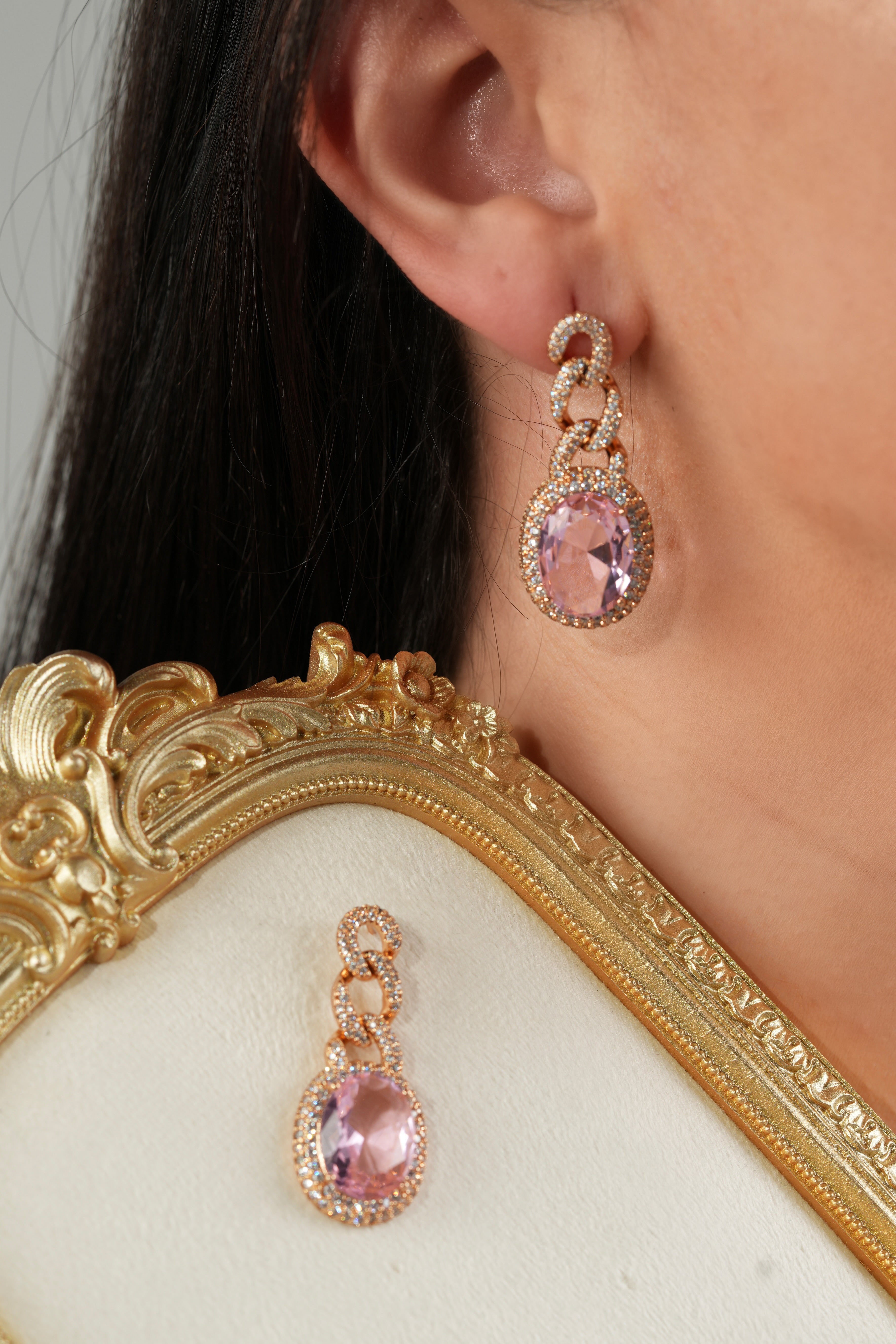 Pink chain earrings