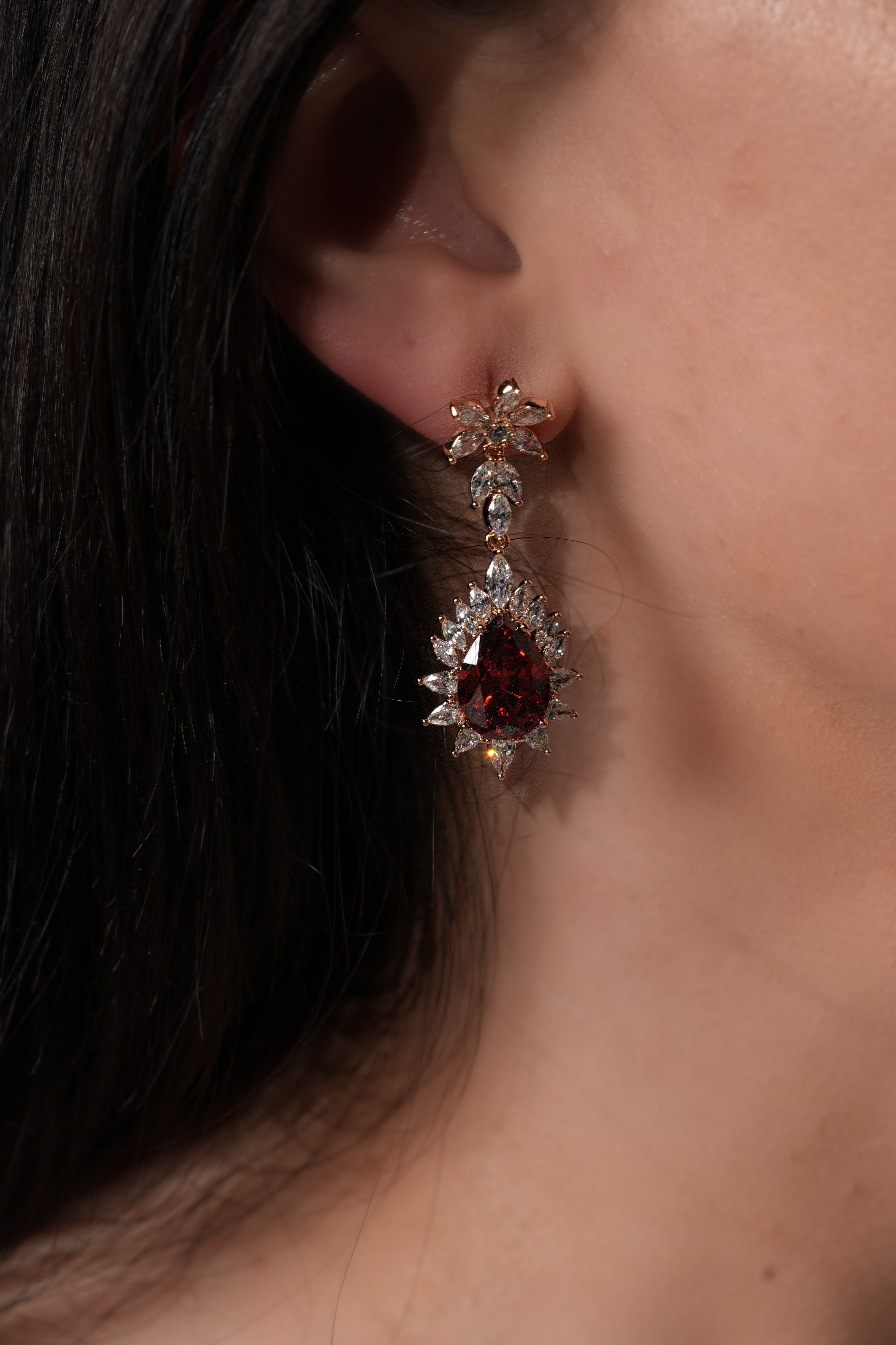 Red crystal earrings
