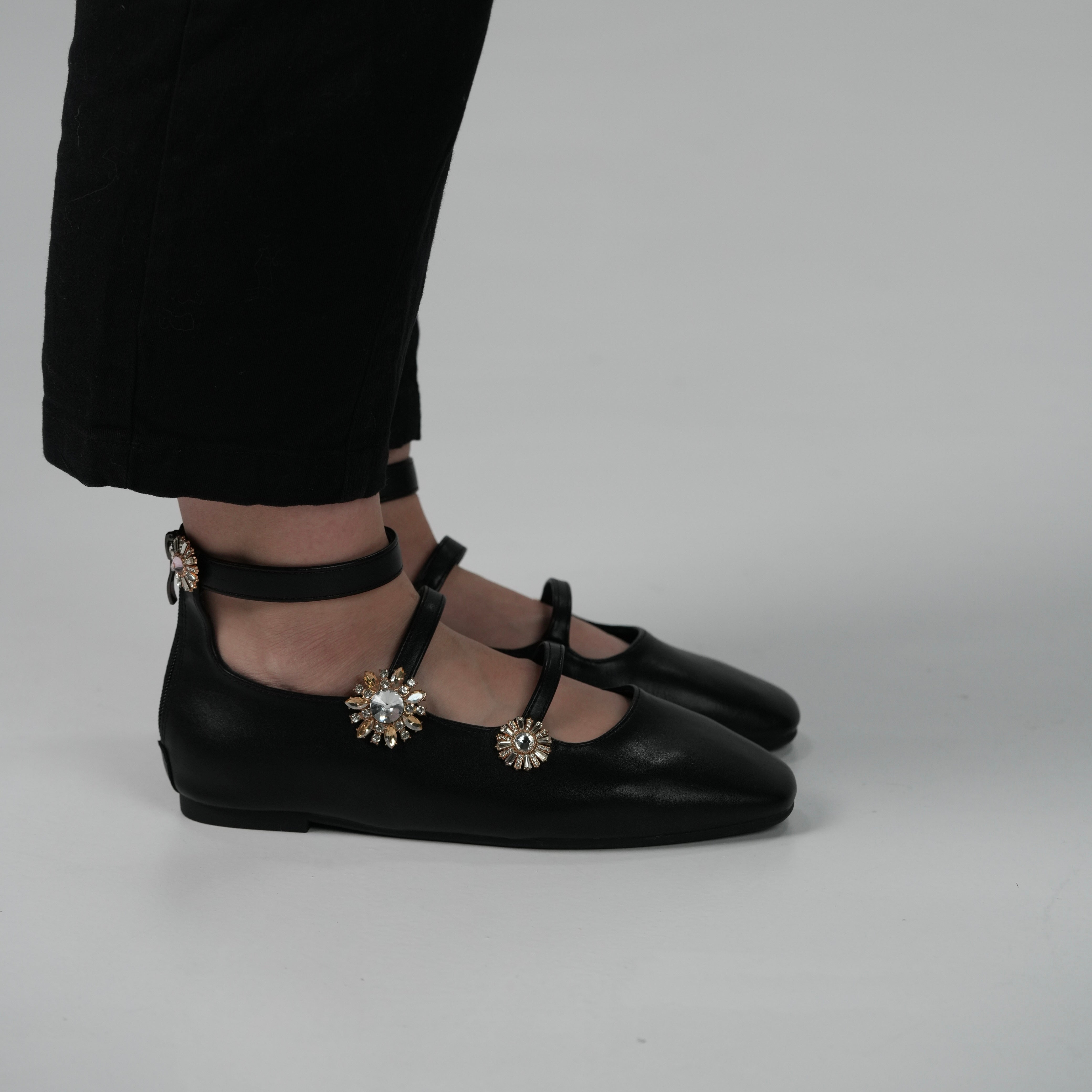 Crystal strap flats