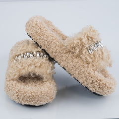 Beige Poodle Slippers
