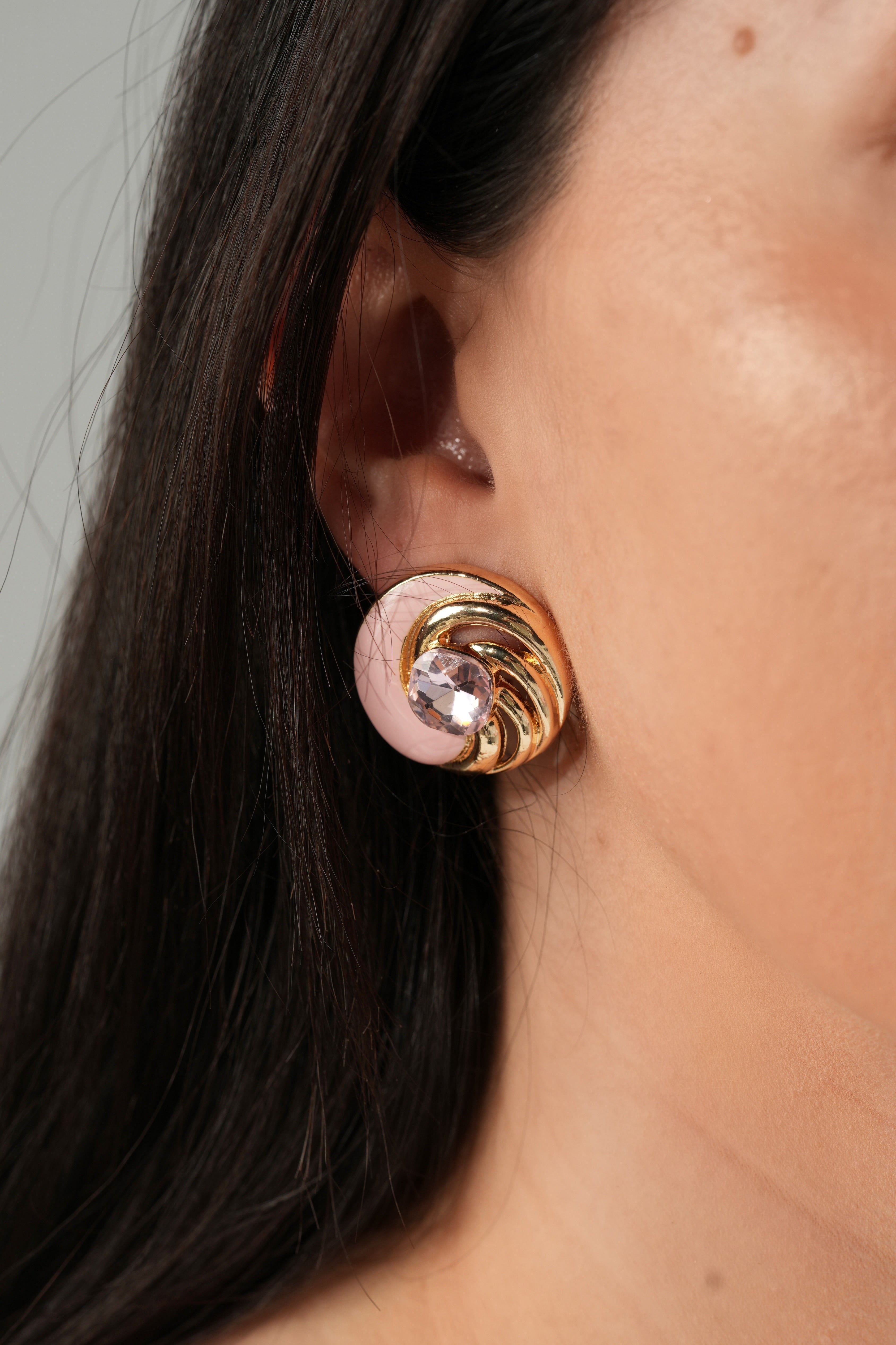 Pink round earrings (hand made)