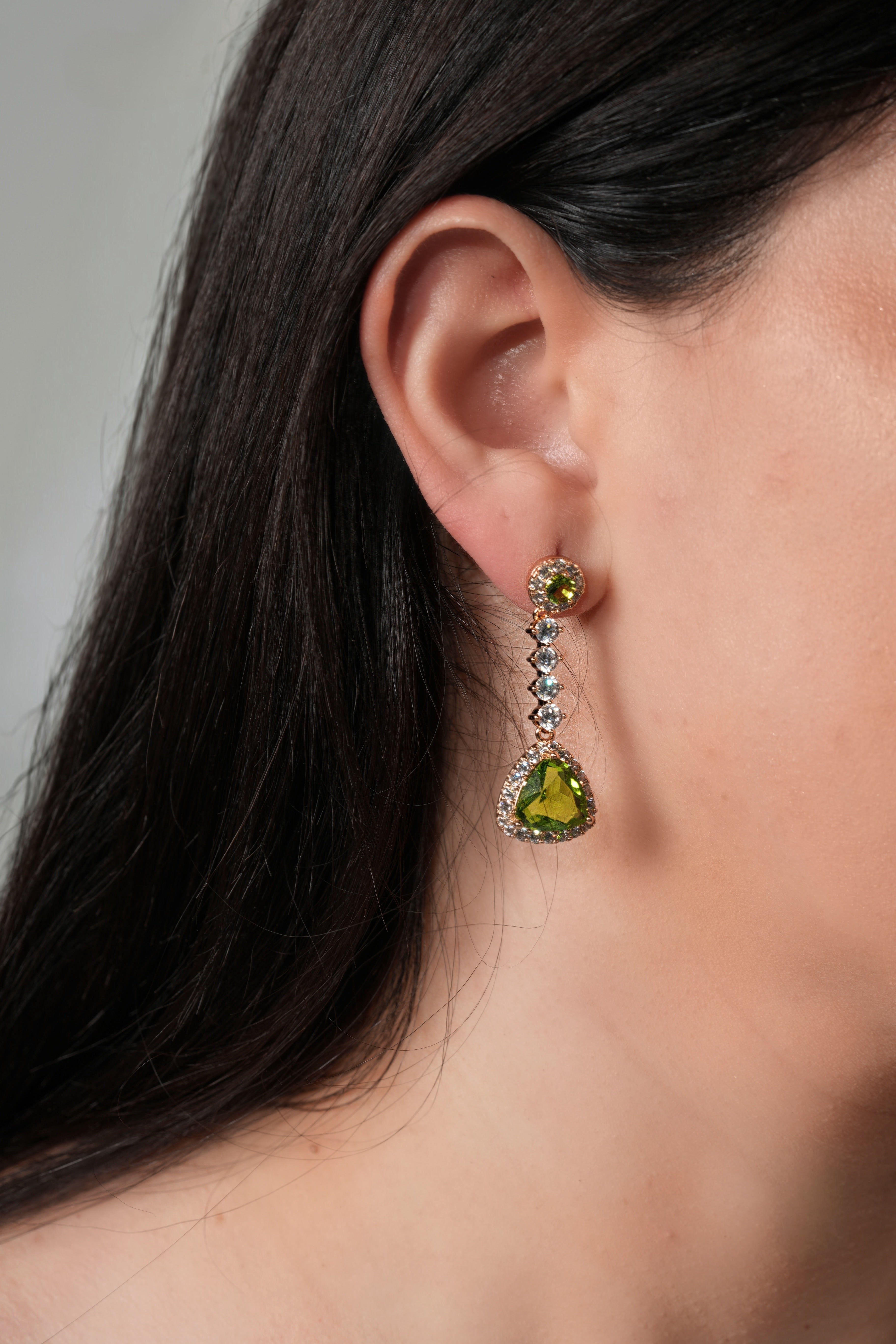 Green crystal earrings
