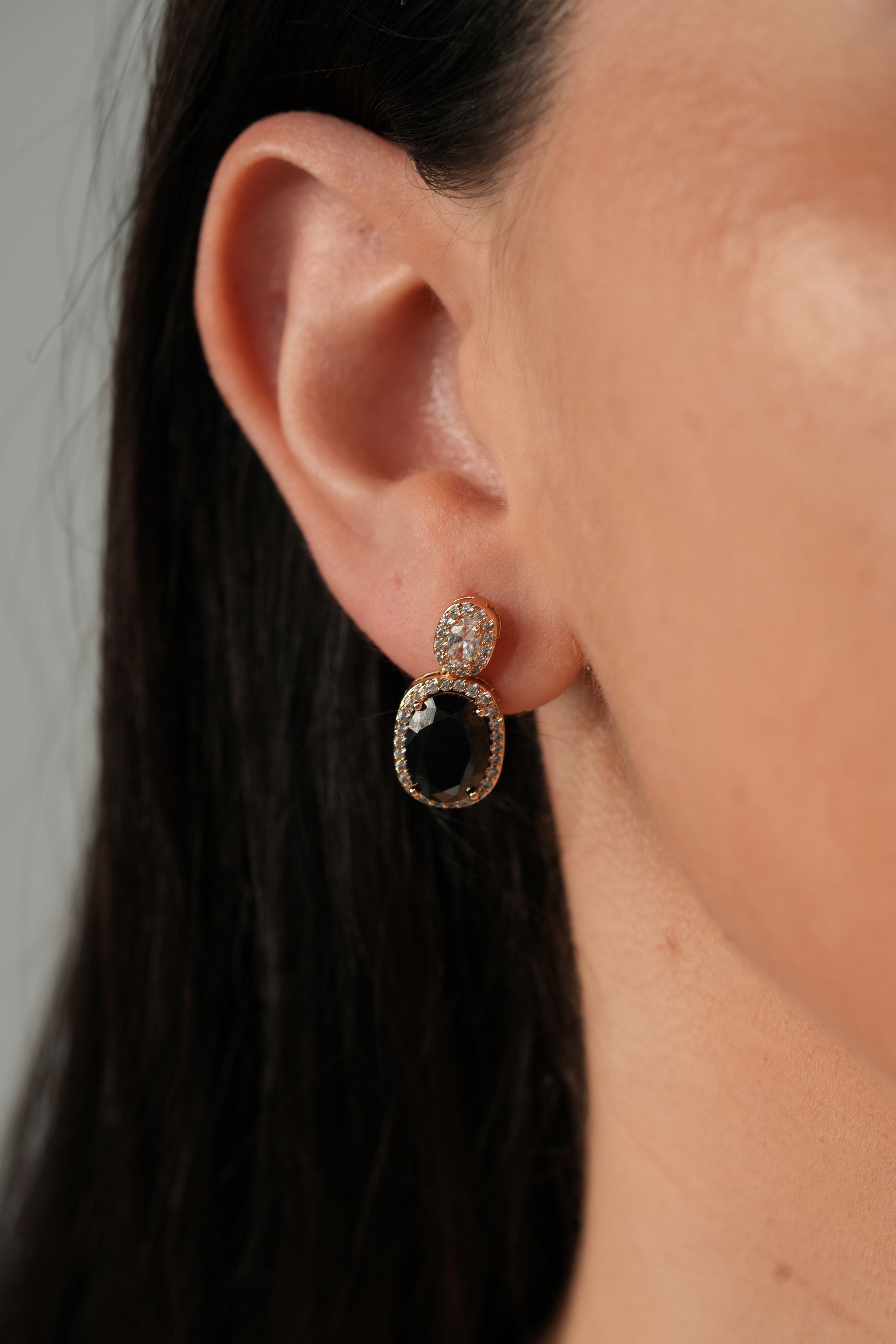 Black crystal earrings