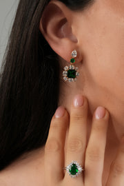 Green crystal set (earring+ring)