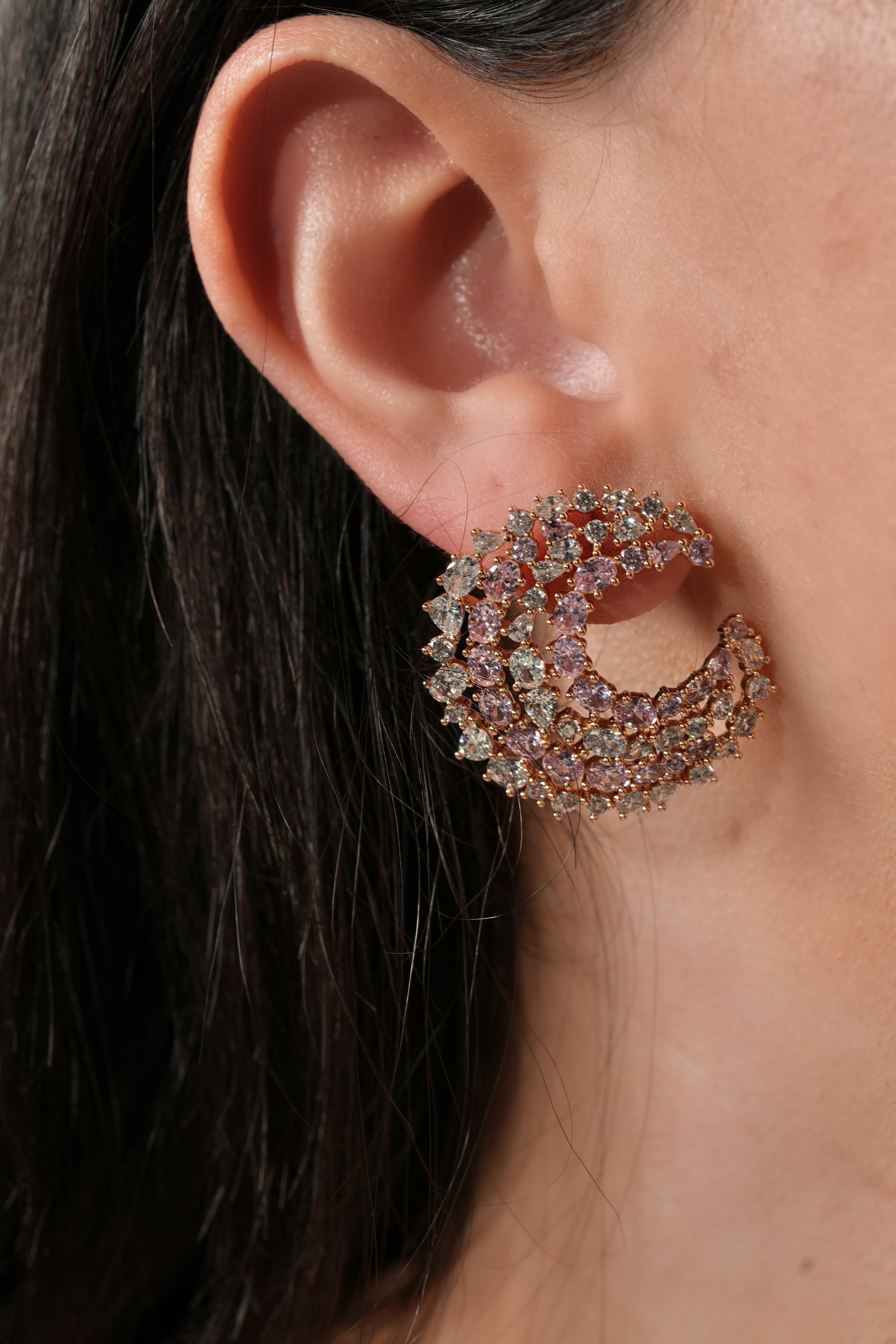 Pink moon earrings