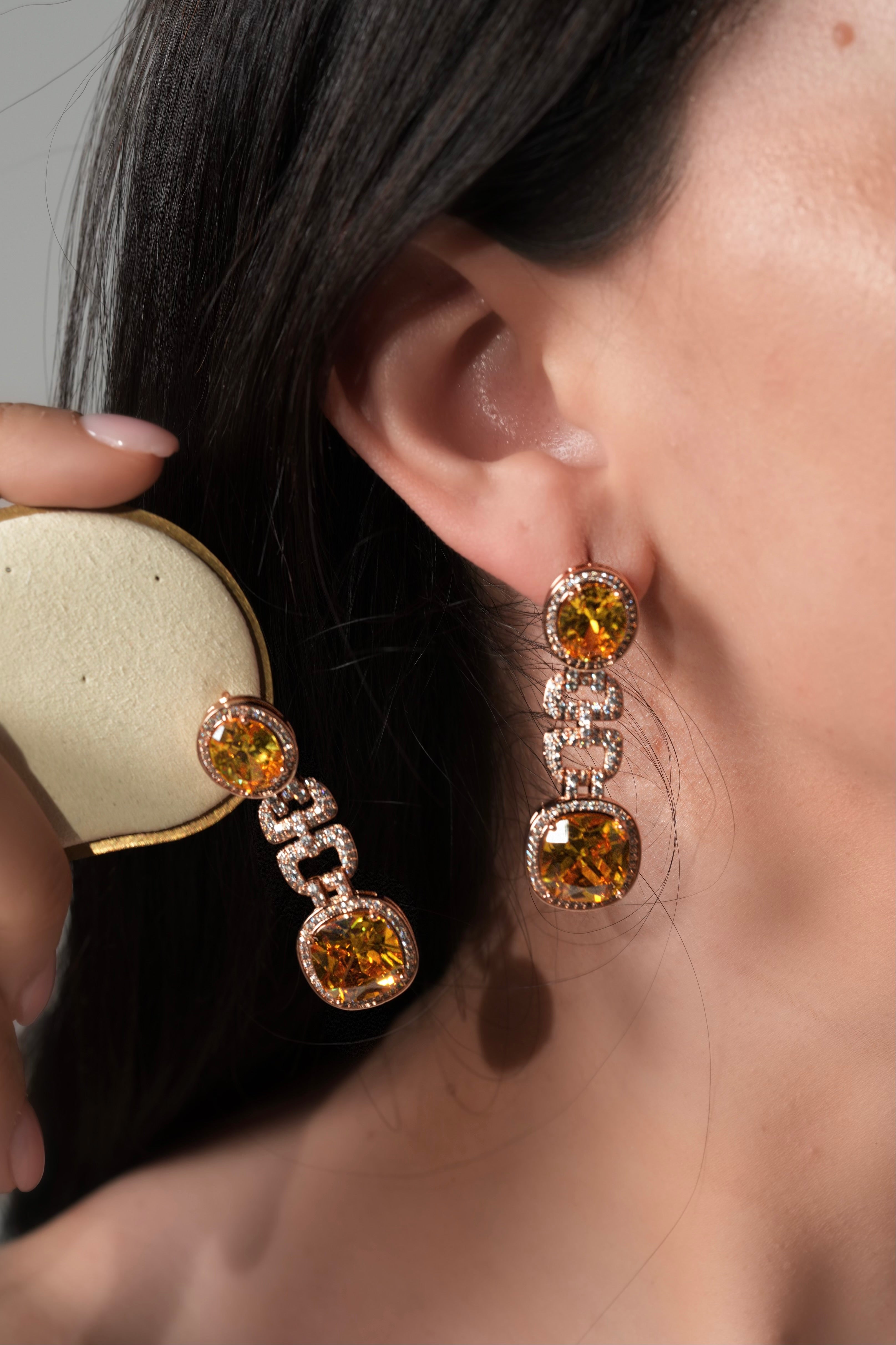 Yellow chain earrings