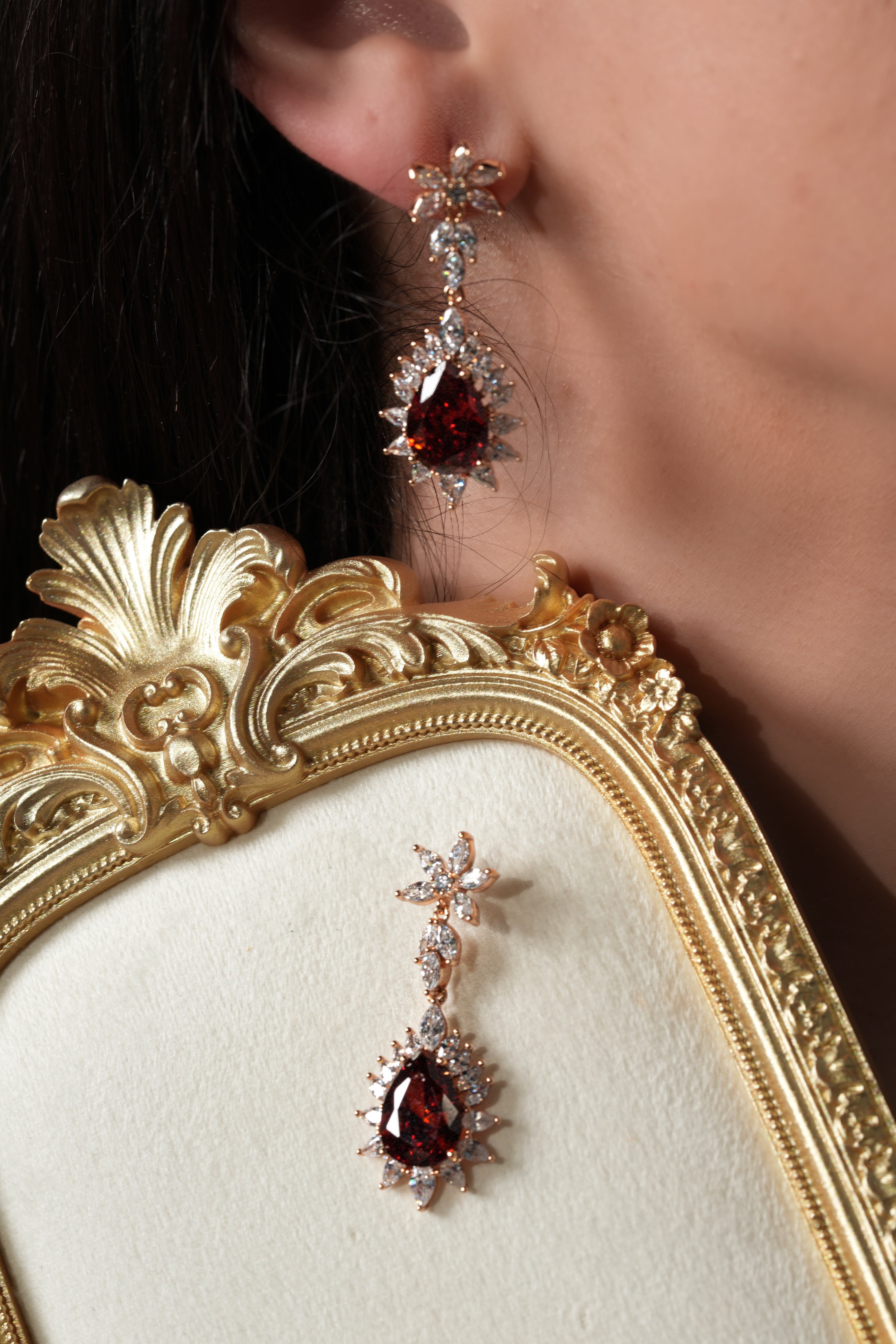 Red crystal earrings