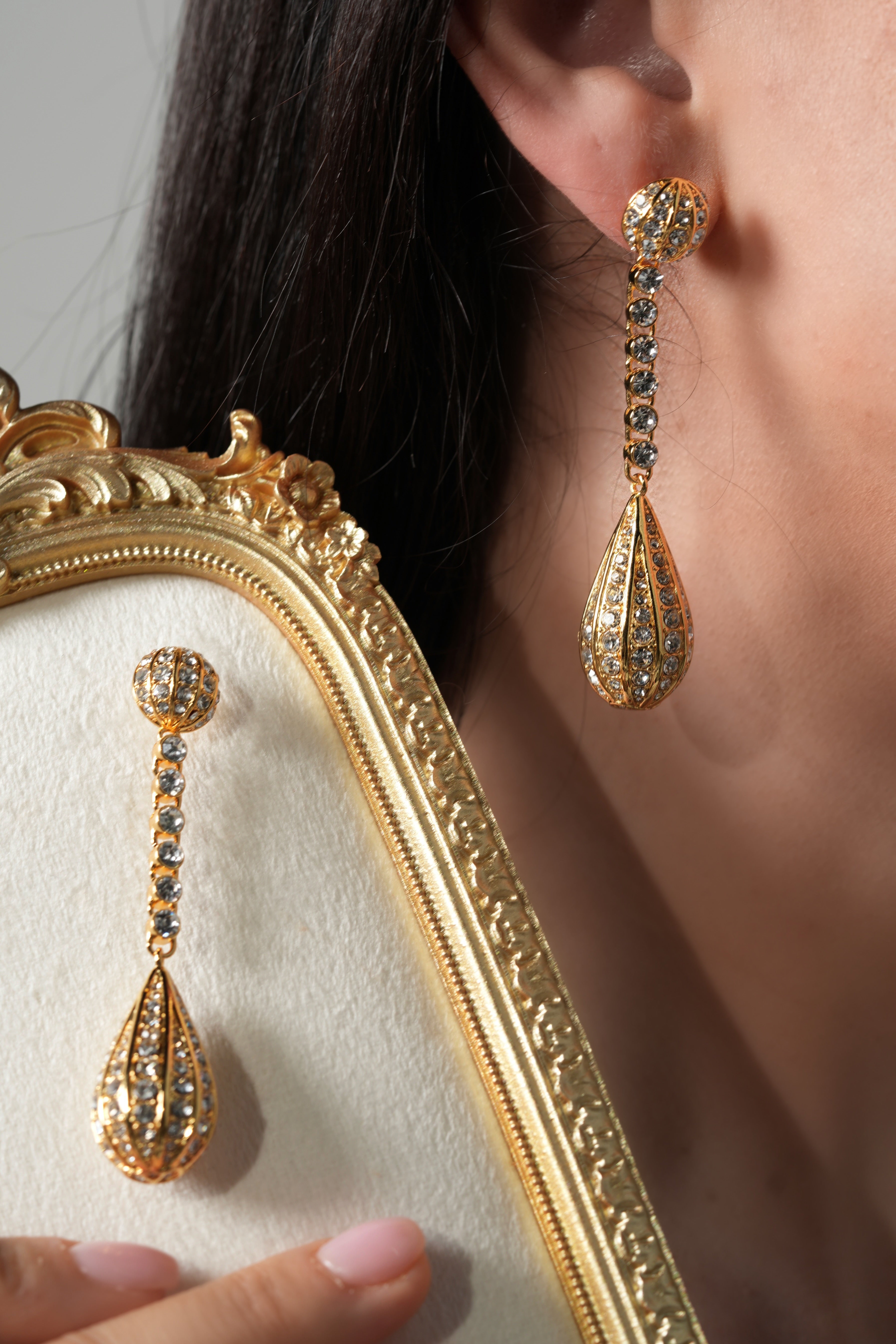 Gold plated long earrings