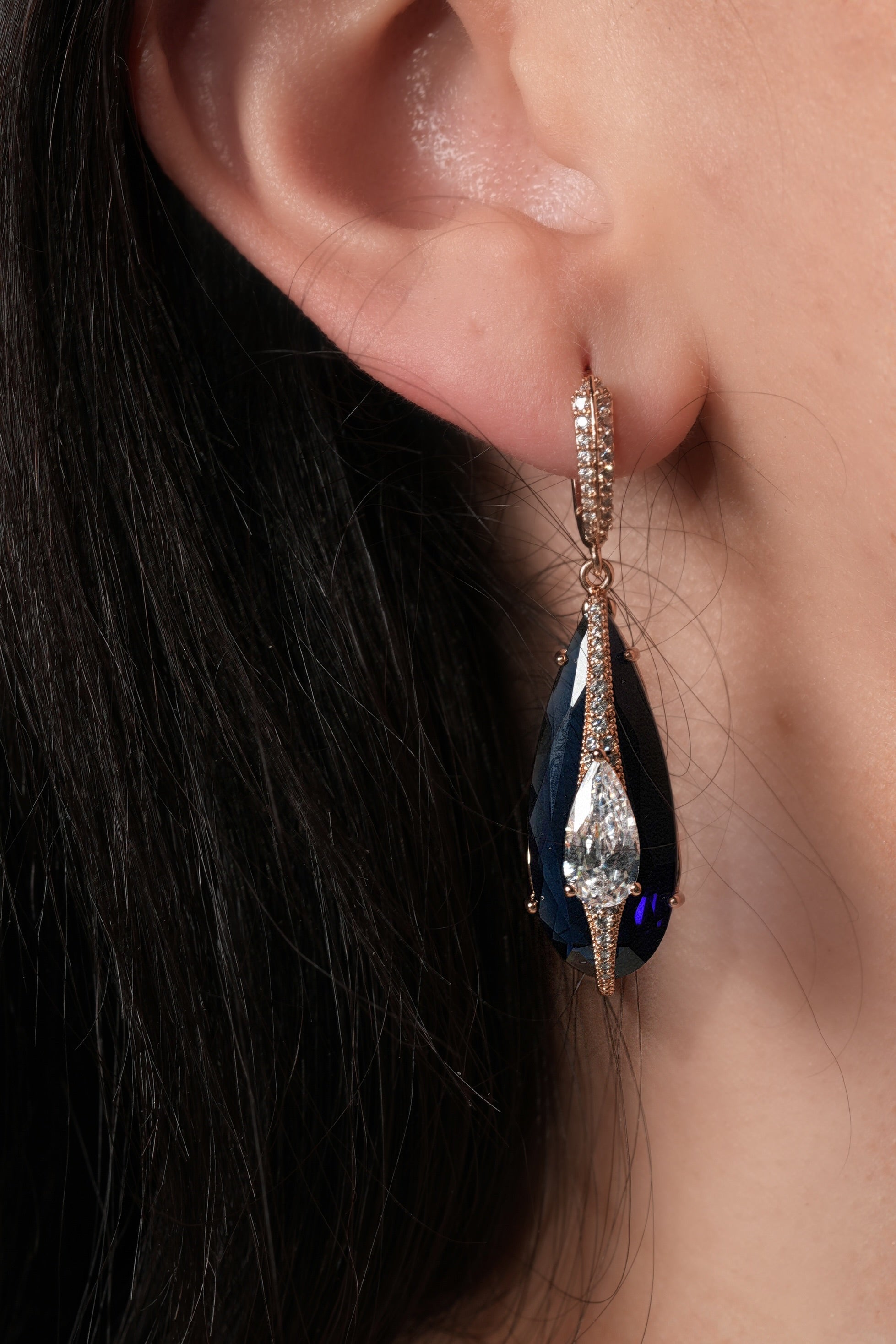 Caged stone earrings