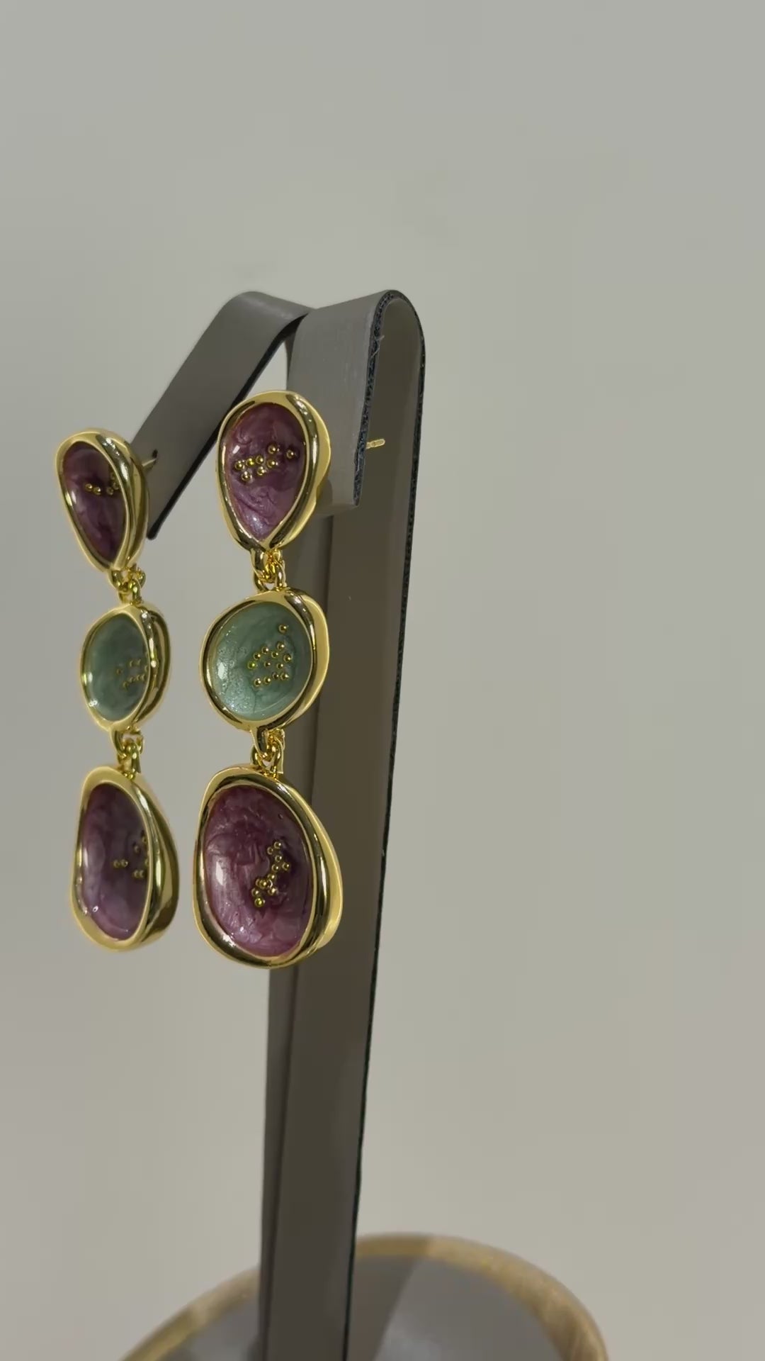 Load video: Green/purple circles earrings