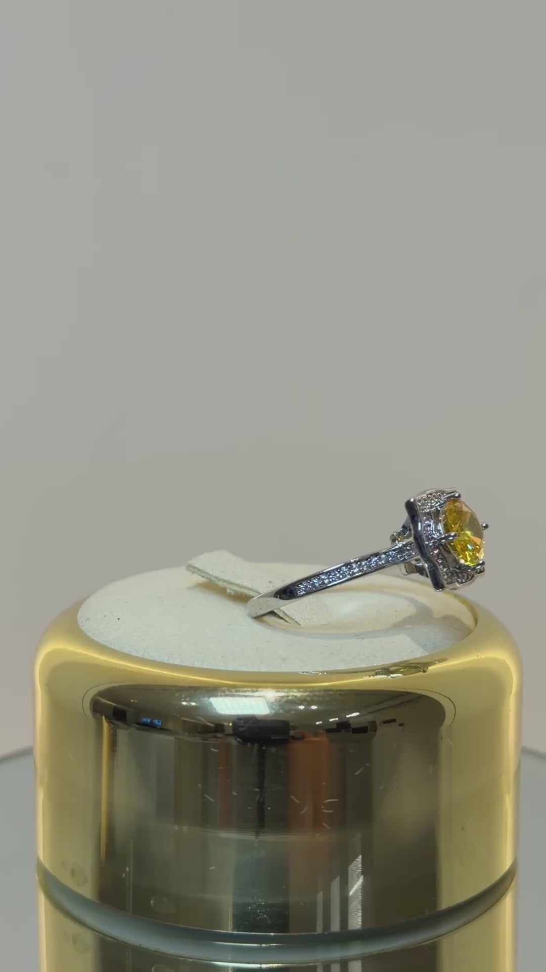 Load video: Yellow square crystal ring
