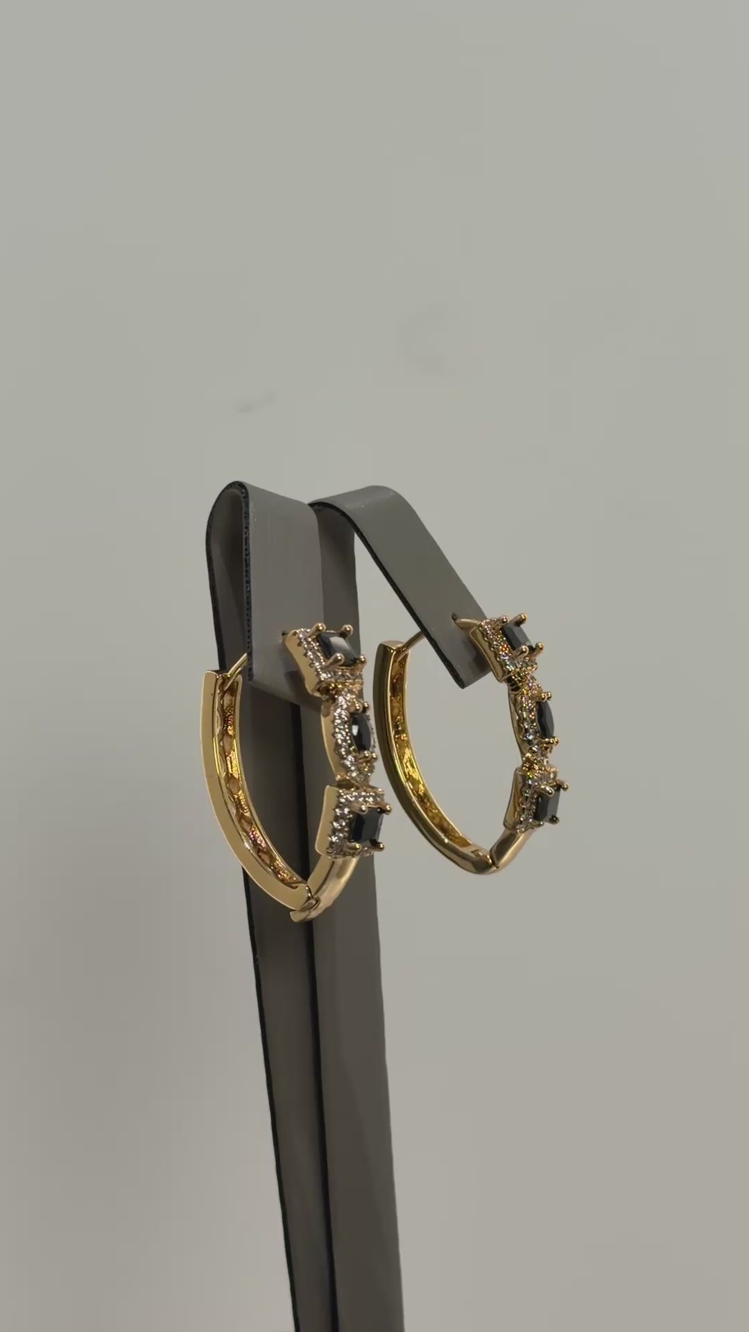 Load video: Black crystal hoop