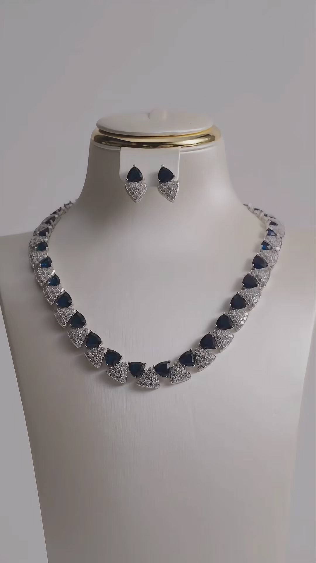 Load video: Blue Navy crystal triangles